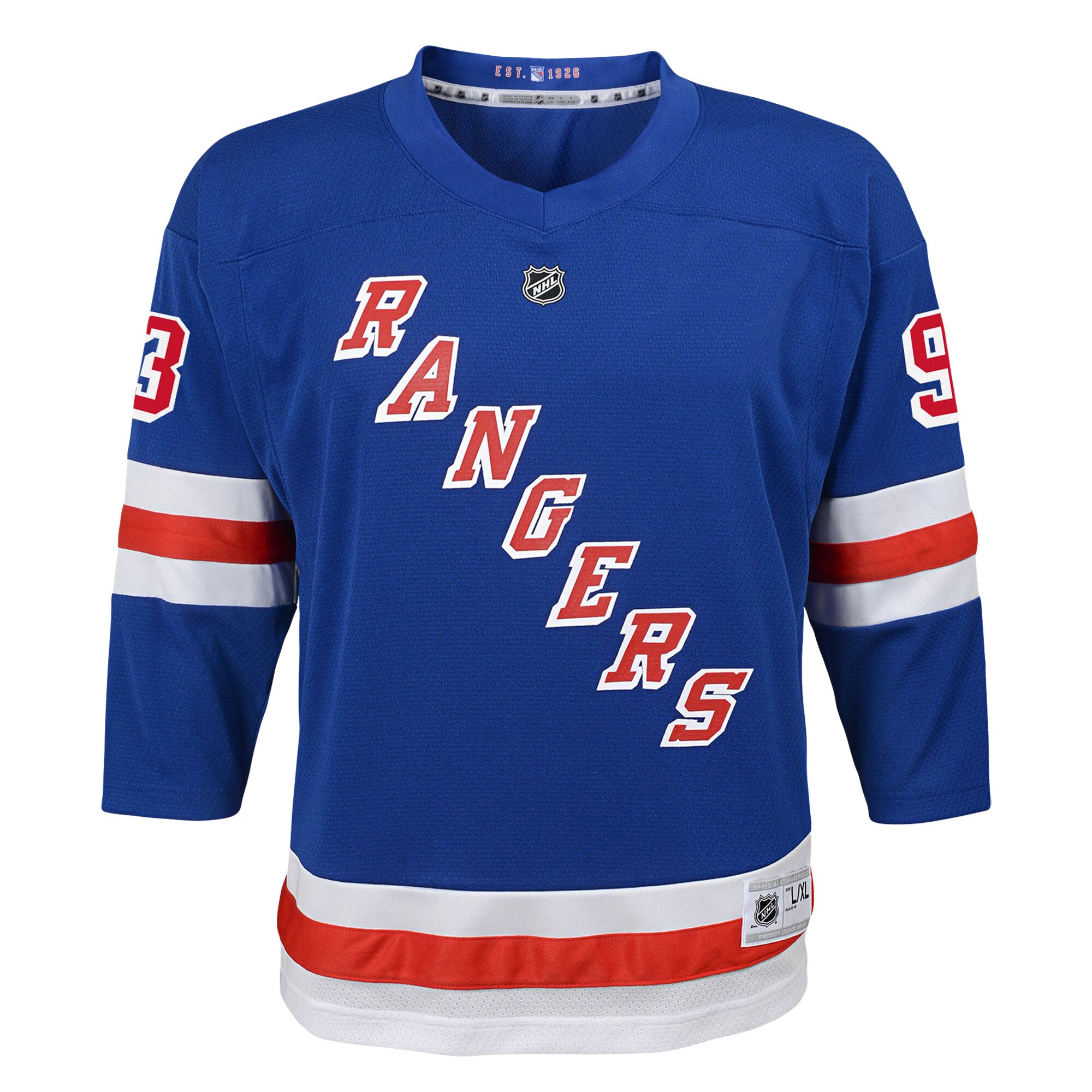 Alternative view of Youth New York Rangers Mika Zibanejad Blue Home Player Hockey Jersey - JS834 