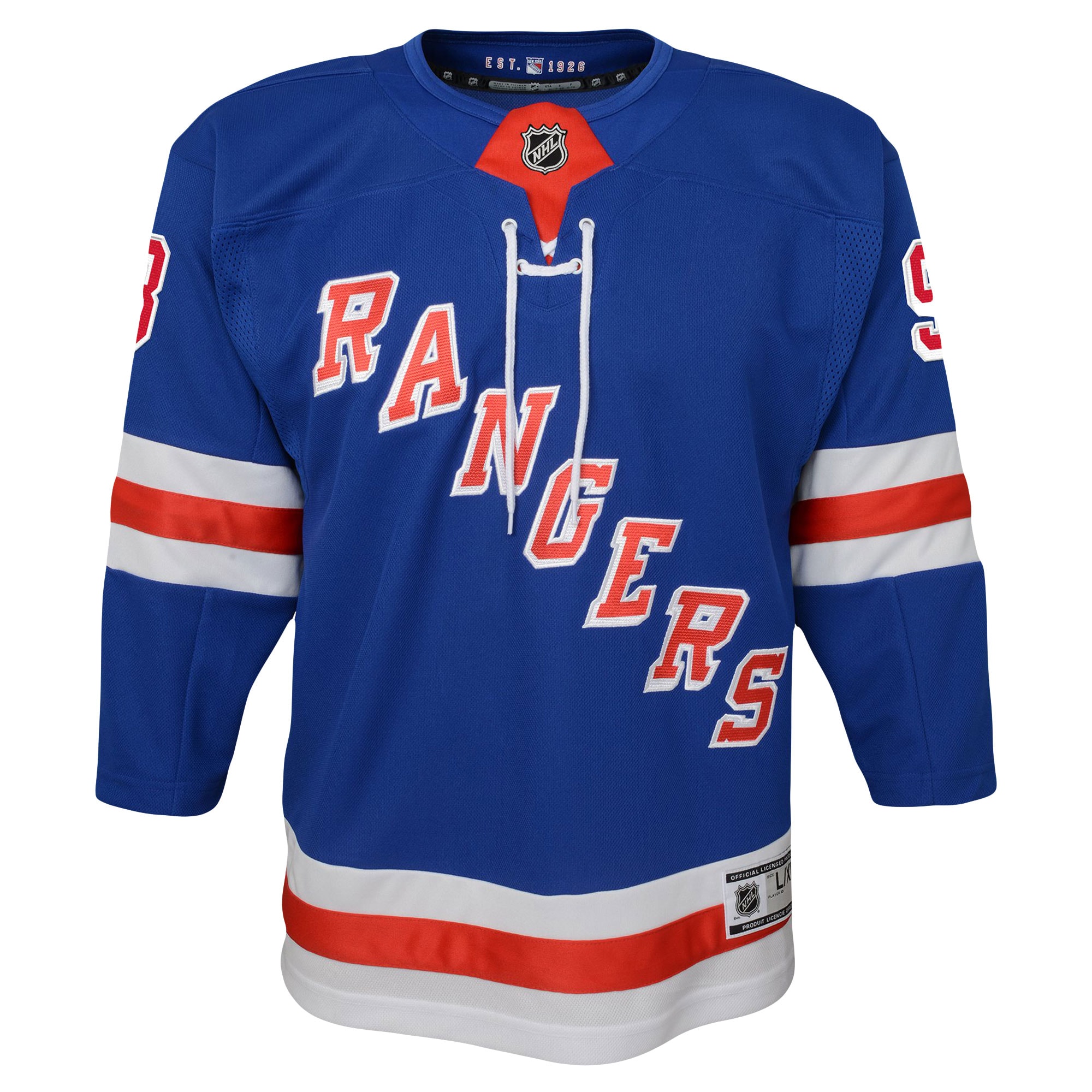 Alternative view of Youth New York Rangers Mika Zibanejad Blue Home Premier Player Hockey Jersey - JS497 