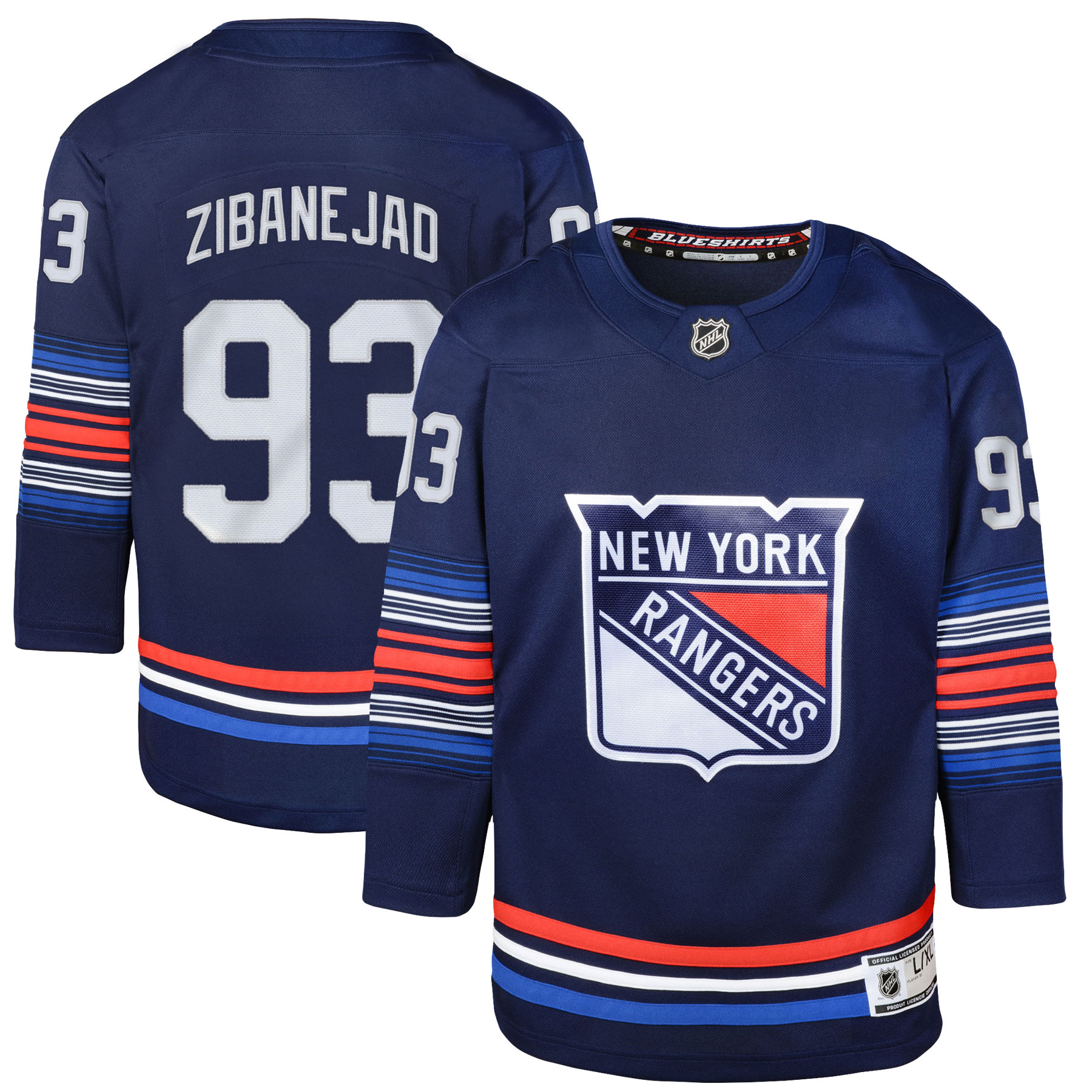 Youth New York Rangers Mika Zibanejad Navy Alternate Premier Player Hockey Jersey - JS705 