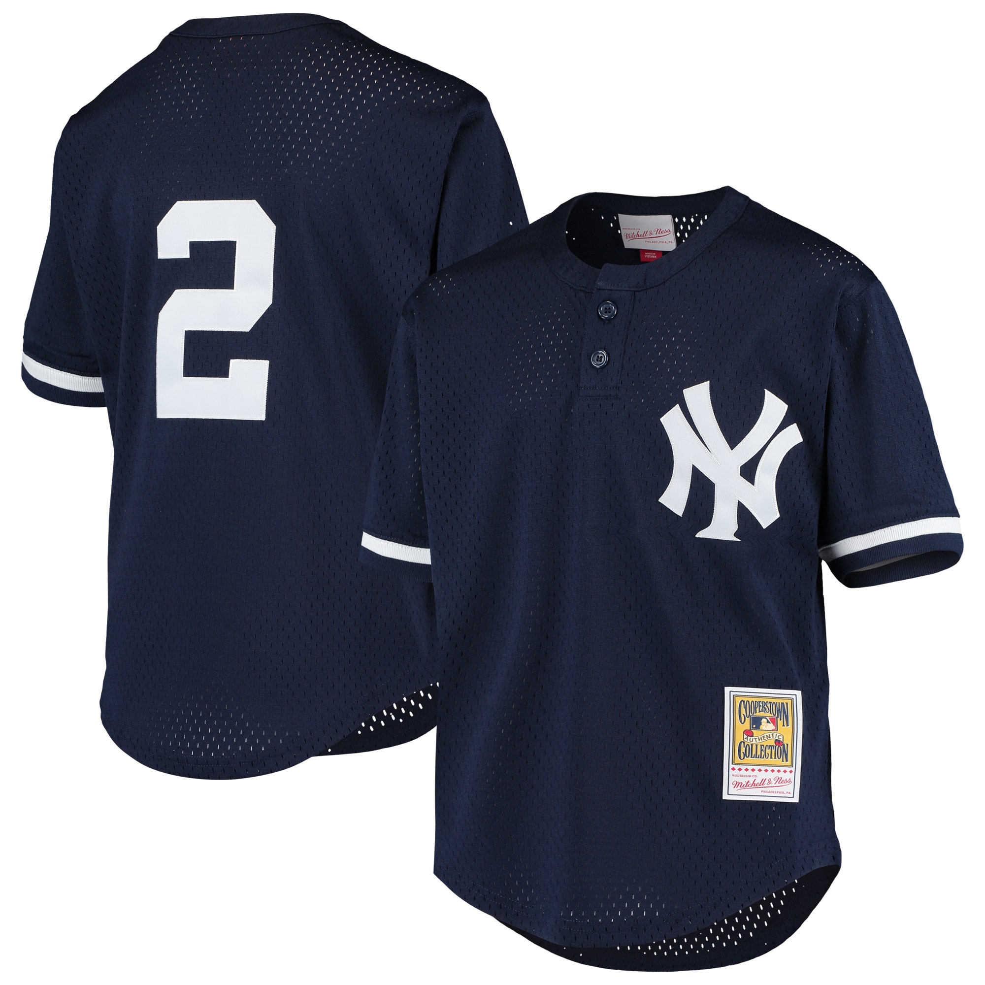 Youth New York Yankees Derek Jeter Mitchell & Ness Navy Cooperstown Collection Mesh Batting Practice Baseball Jersey 