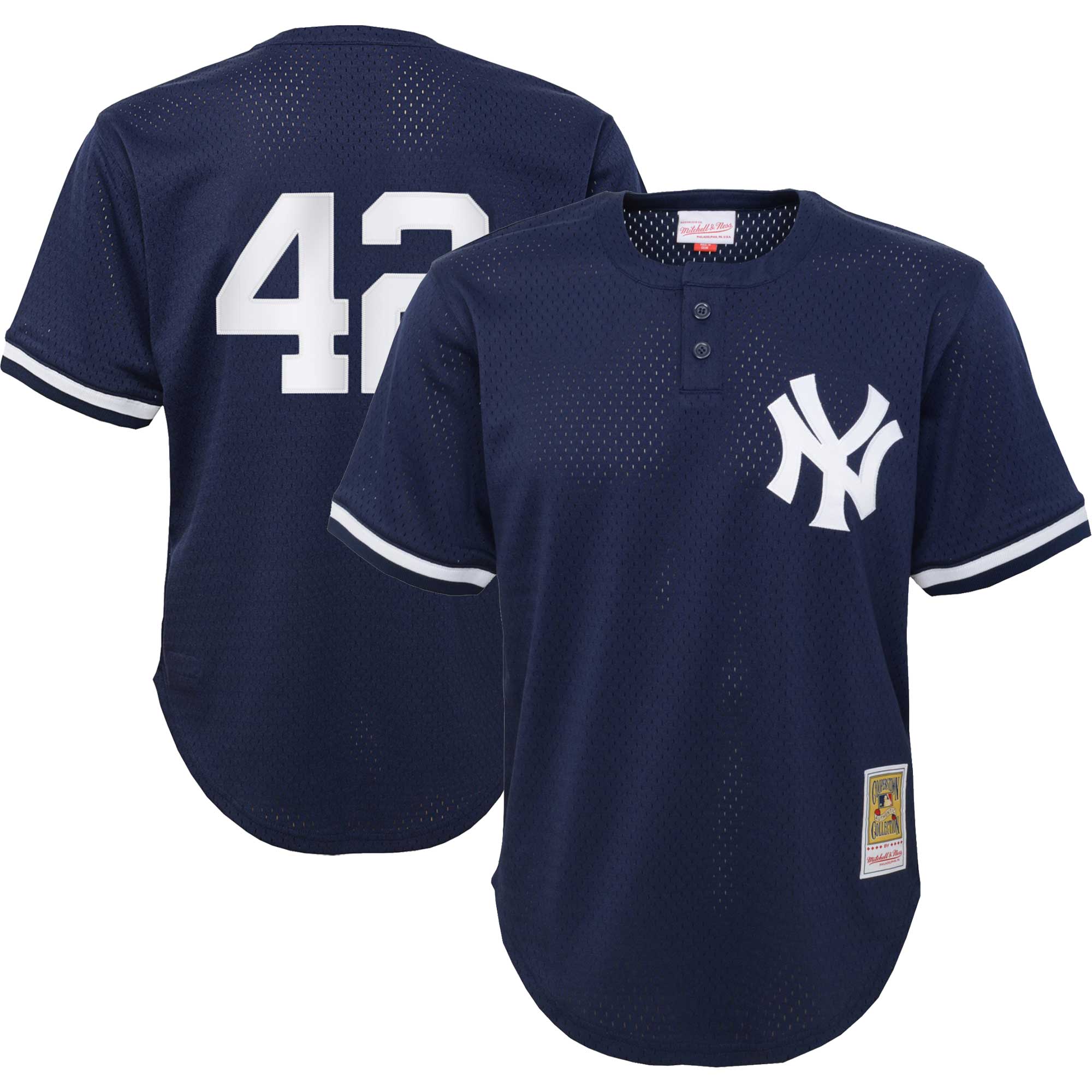 Youth New York Yankees Mariano Rivera Mitchell & Ness Navy Cooperstown Collection Mesh Batting Practice Baseball Jersey 