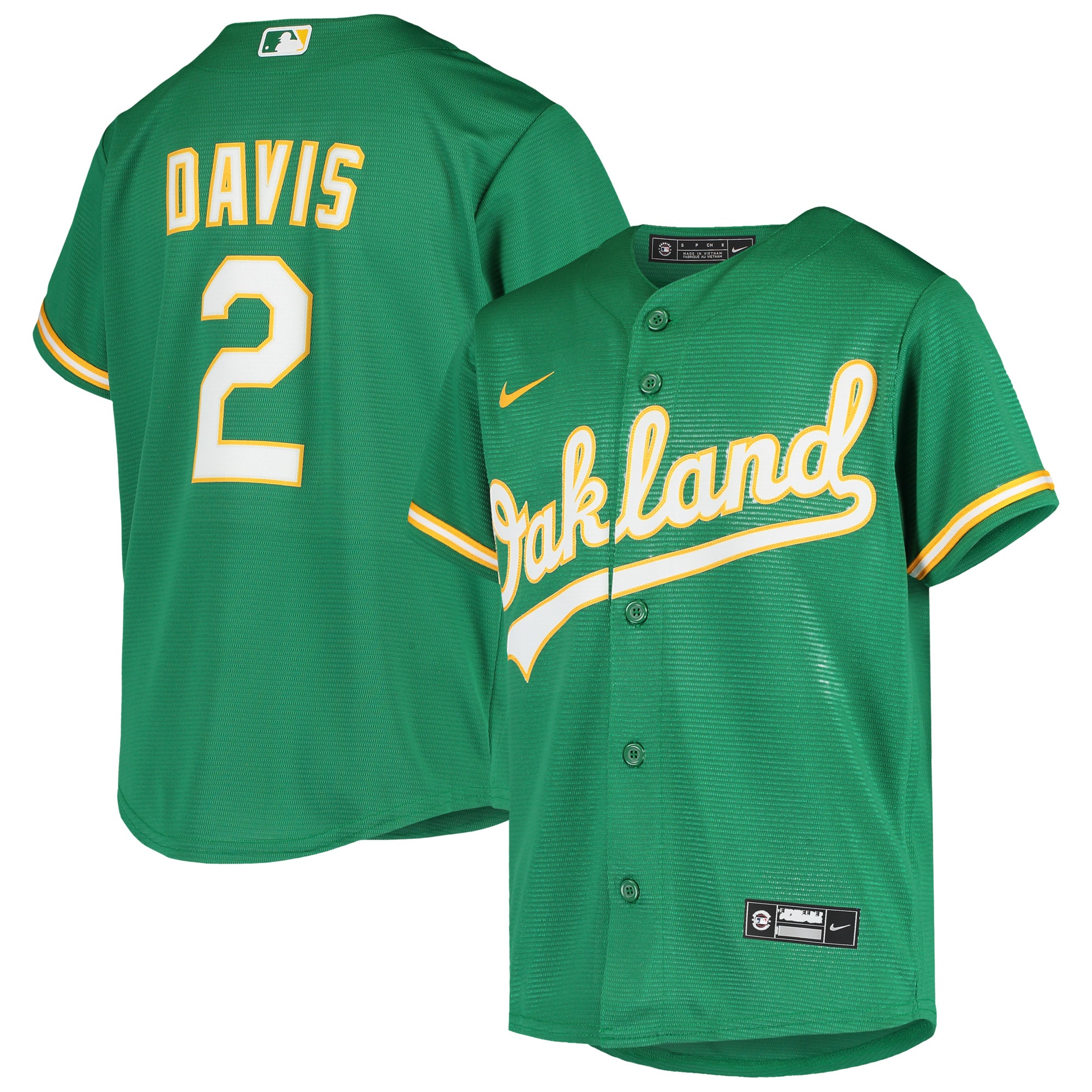 Youth Oakland Athletics Khris Davis Green Alternate Baseball Jersey 