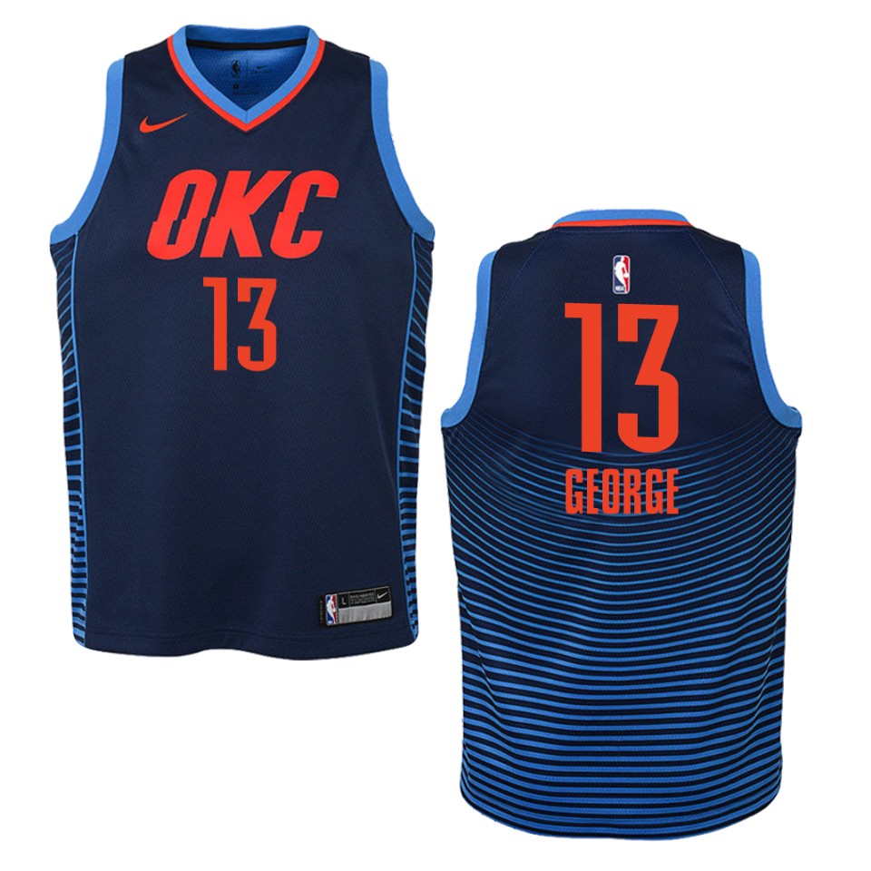 Youth Oklahoma City Thunder #13 Paul George Statement Swingman Basketball Jersey - Navy