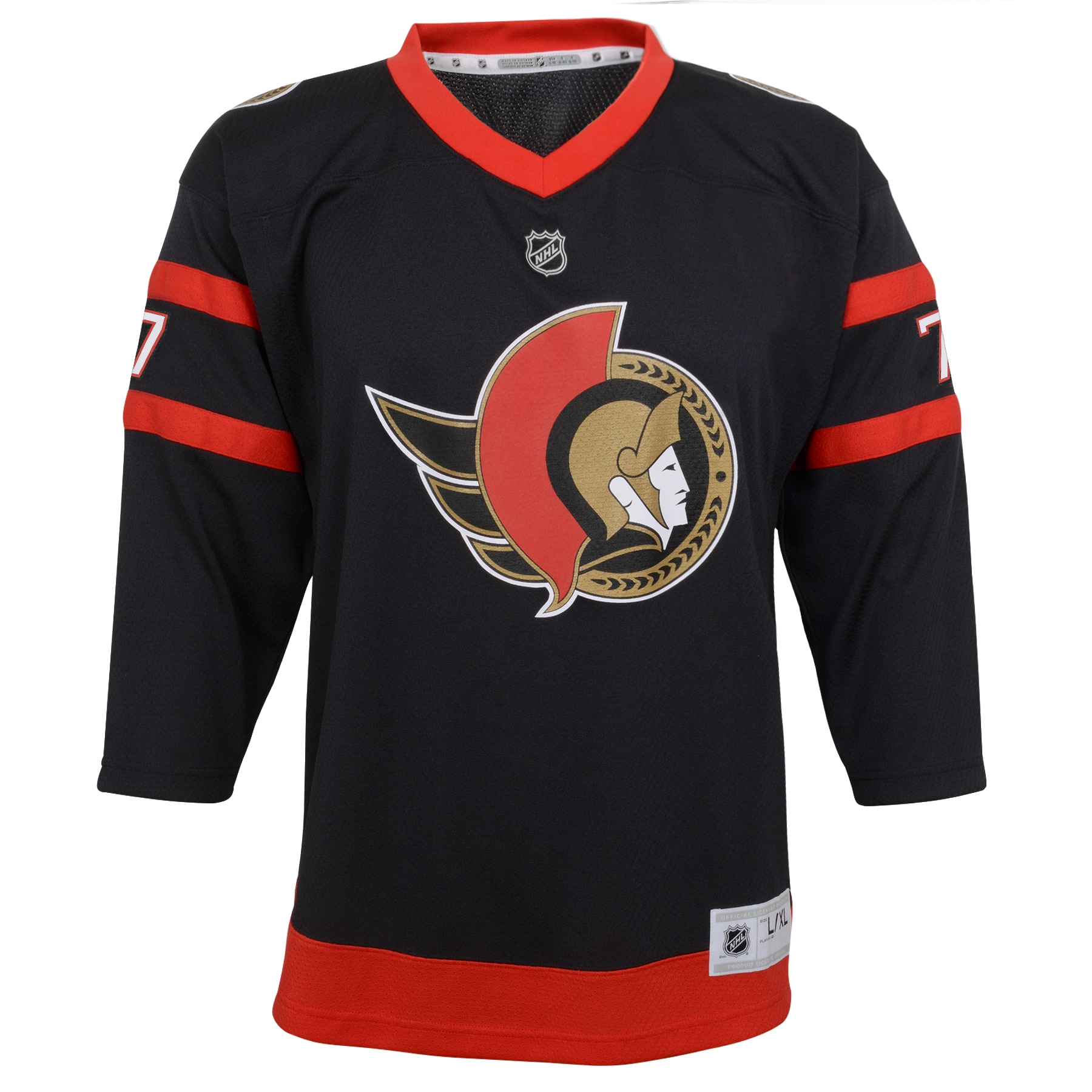 Alternative view of Youth Ottawa Senators Brady Tkachuk Black 2020/21 Home Player Hockey Jersey - JS527 