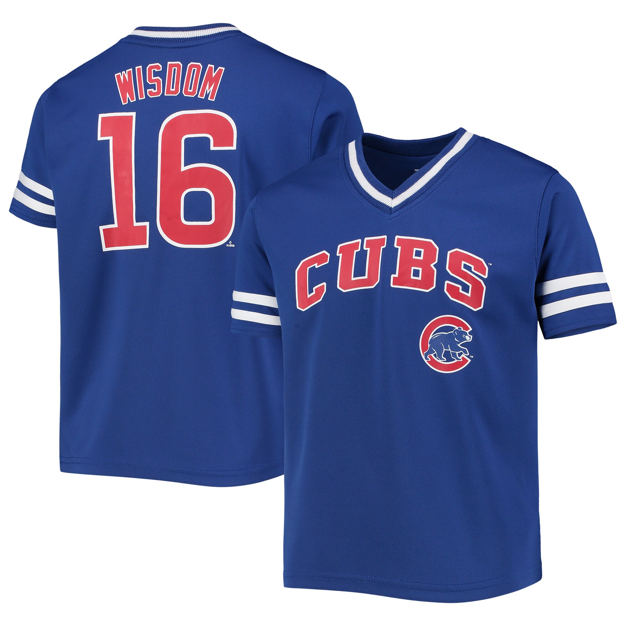 Alternative view of Youth Patrick Wisdom Royal Chicago Cubs Player Logo Jersey