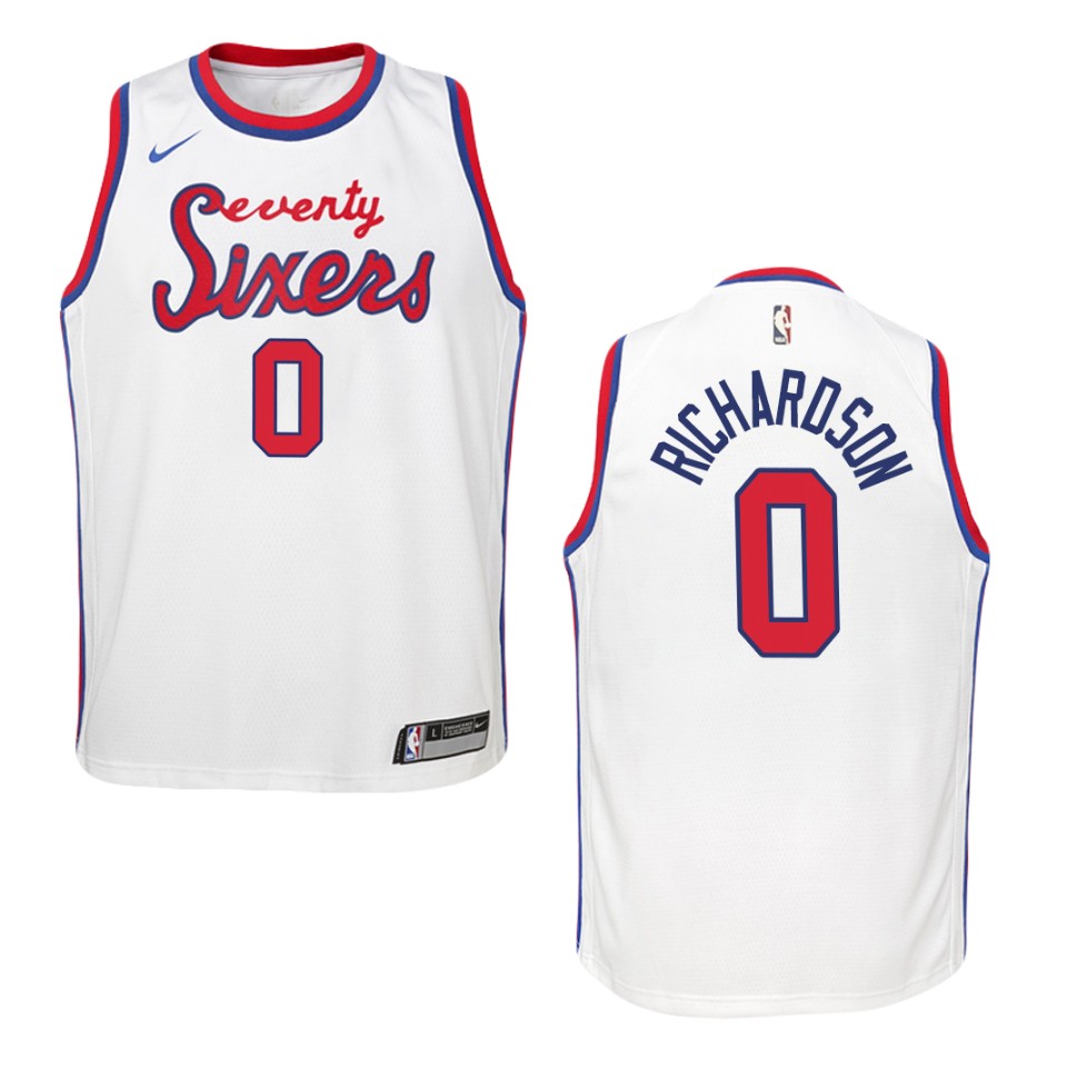 Youth Philadelphia 76ers #0 Josh Richardson Hardwood Classics Swingman Basketball Jersey - White