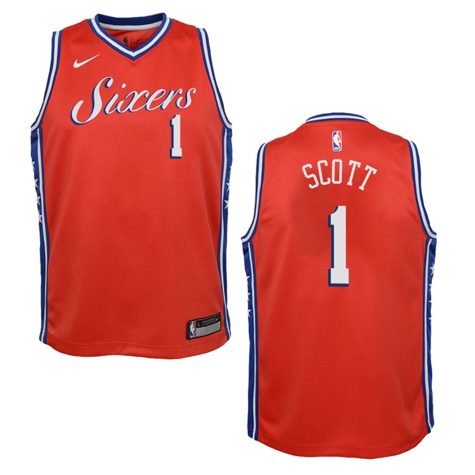 Youth Philadelphia 76ers #1 Mike Scott Statement Swingman Basketball Jersey - Red