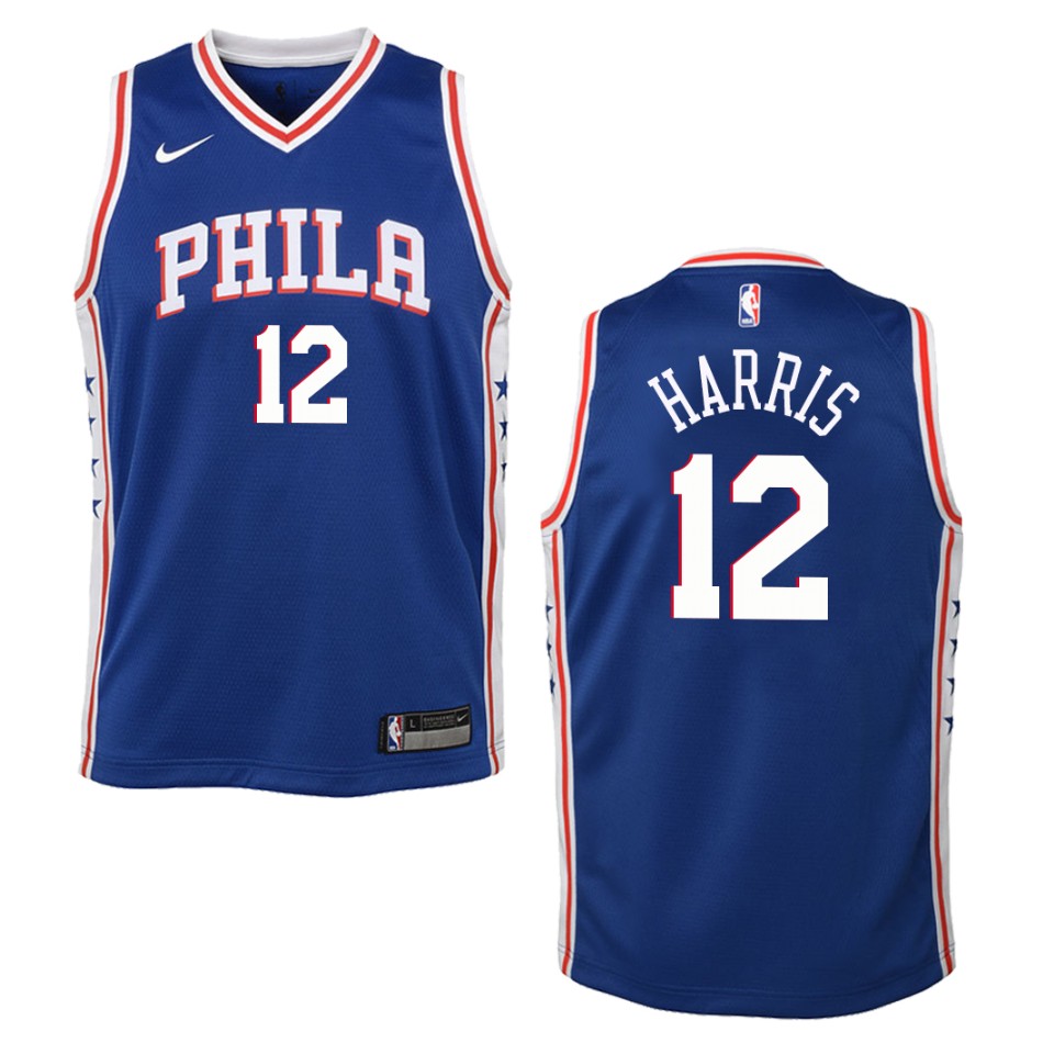 Youth Philadelphia 76ers #12 Tobias Harris Icon Swingman Basketball Jersey - Blue