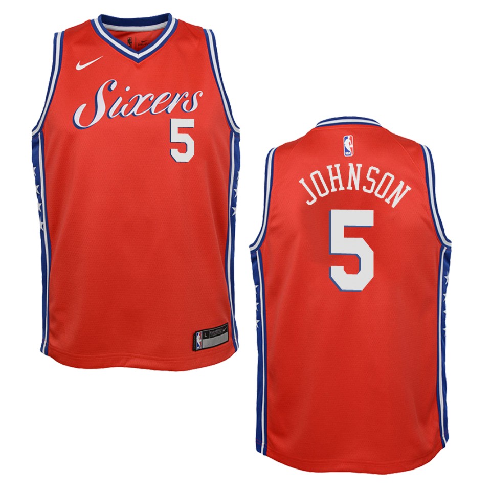 Youth Philadelphia 76ers #5 Amir Johnson Statement Swingman Basketball Jersey - Red