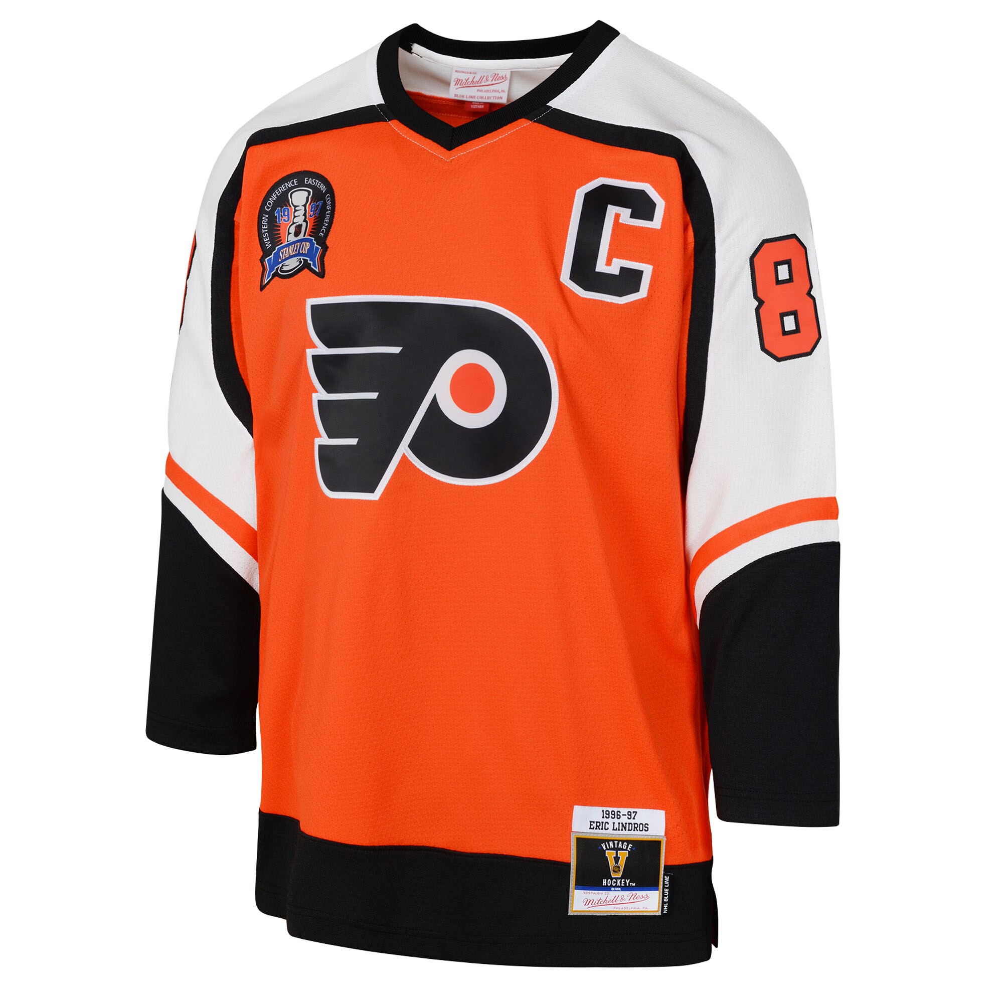 Alternative view of Youth Philadelphia Flyers Eric Lindros Outerstuff Orange Power Play 2.0 Player Hockey Jersey with Captain Patch - JS889 