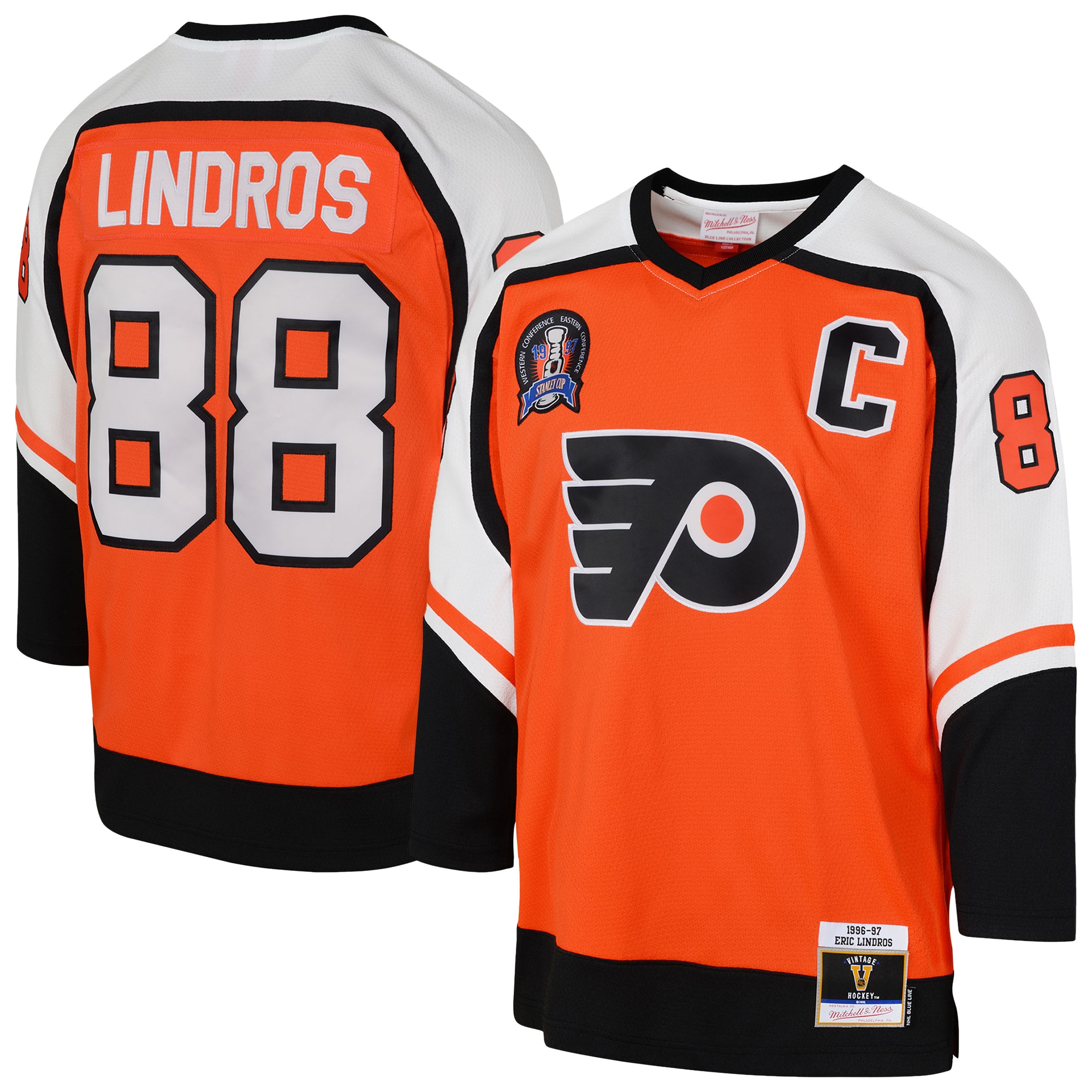 Youth Philadelphia Flyers Eric Lindros Outerstuff Orange Power Play 2.0 Player Hockey Jersey with Captain Patch - JS889 