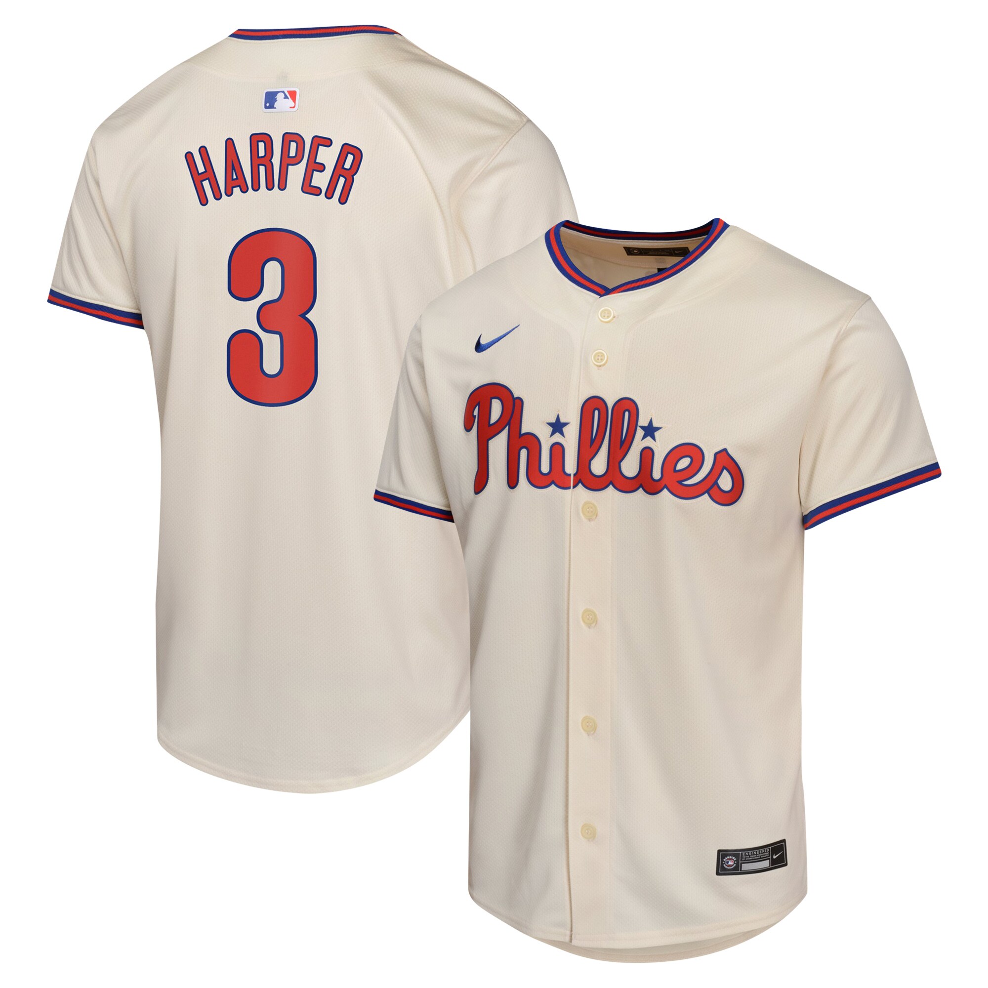 Youth Philadelphia Phillies Bryce Harper Cream Alternate Limited Player Baseball Jersey 