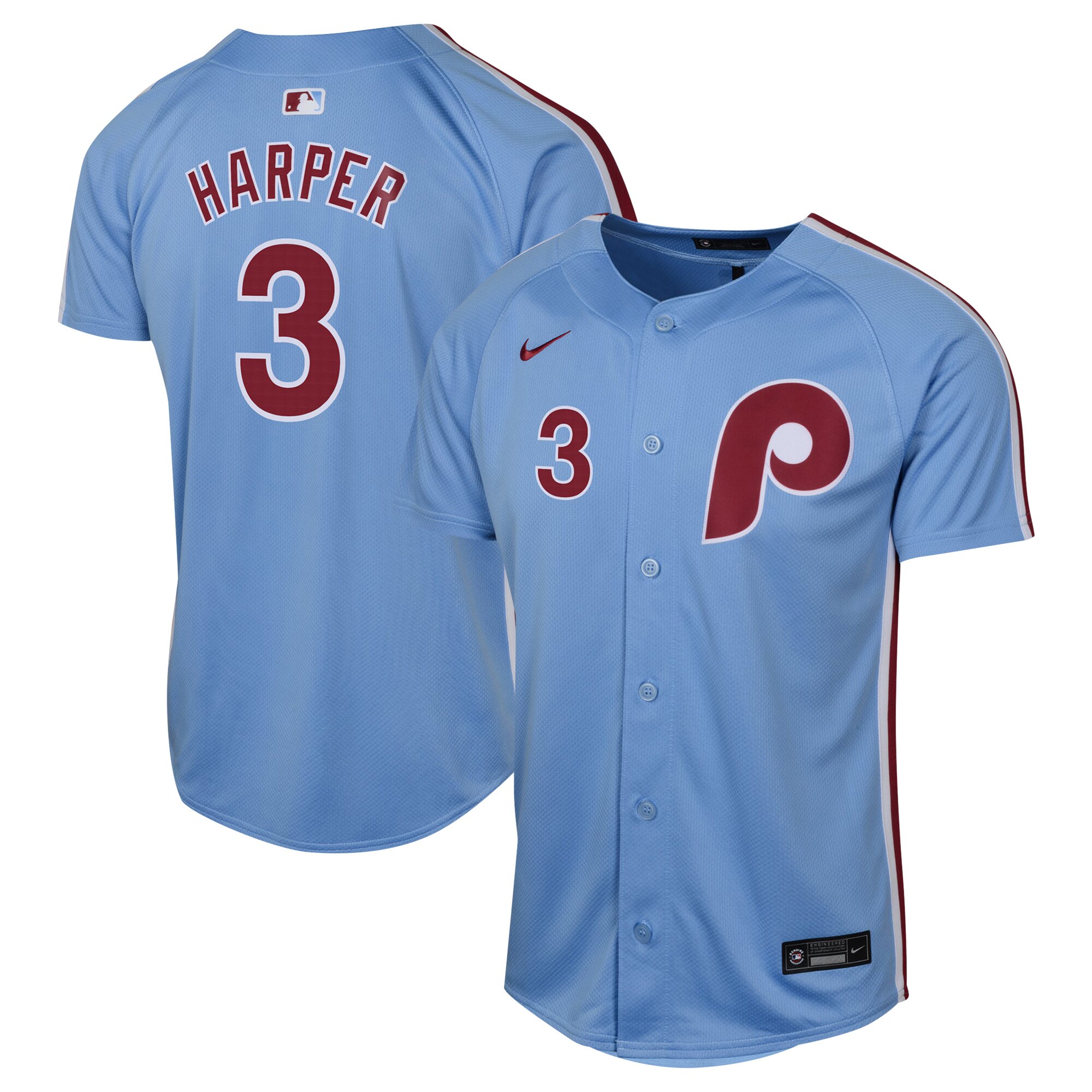 Youth Philadelphia Phillies Bryce Harper Light Blue Alternate Limited Player Baseball Jersey 