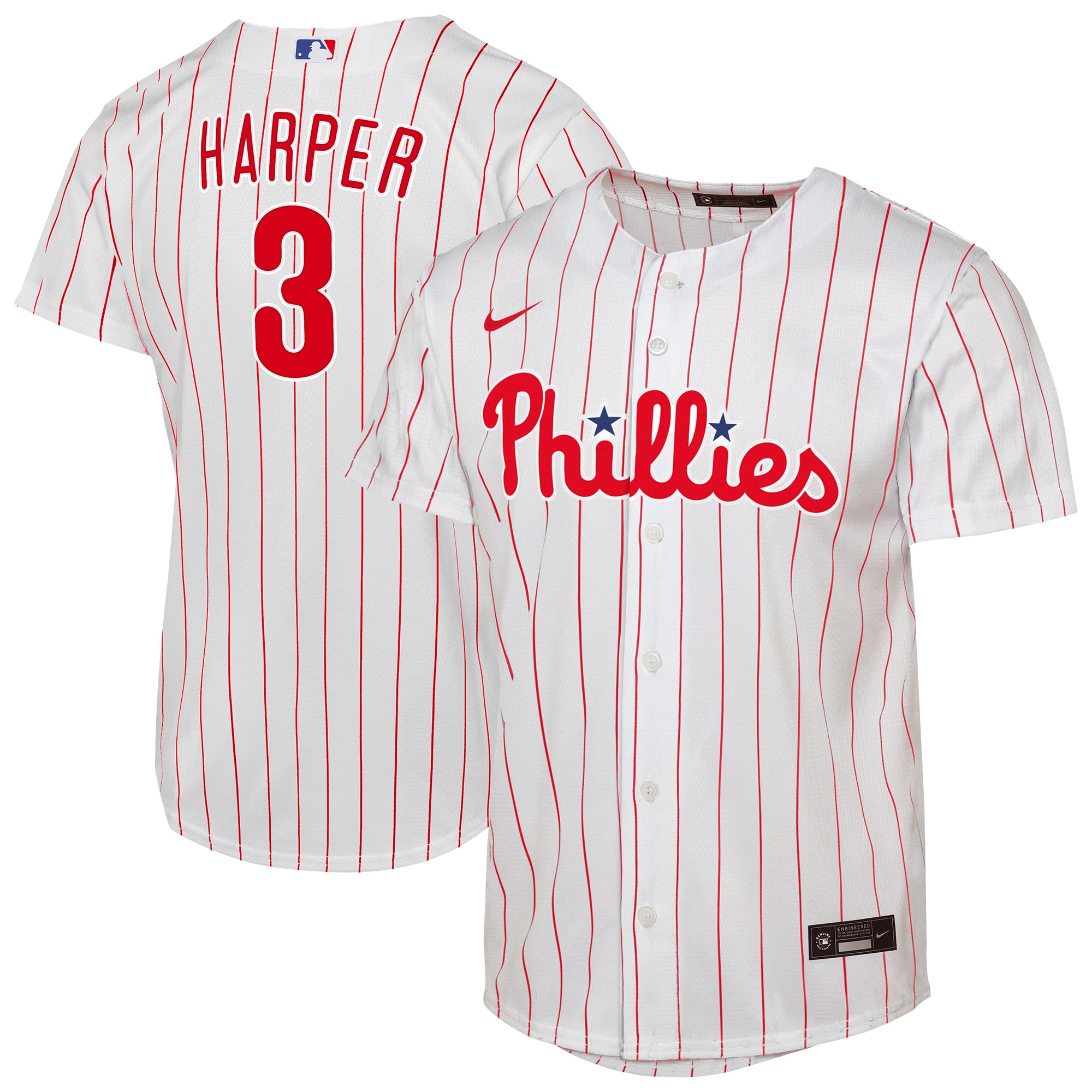 Youth Philadelphia Phillies Bryce Harper White Home Player Baseball Jersey 
