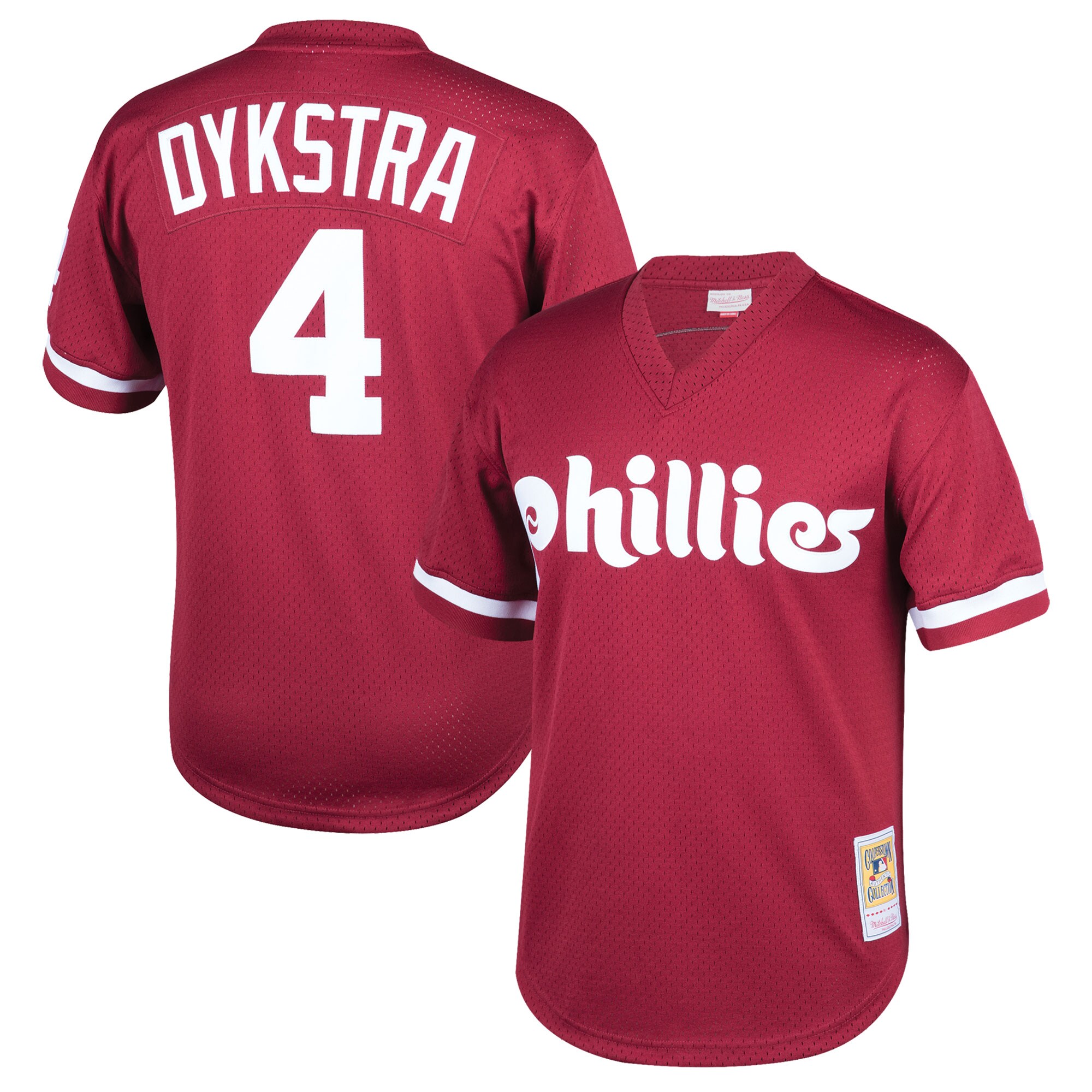 Youth Philadelphia Phillies Lenny Dykstra Mitchell & Ness Burgundy Cooperstown Collection Mesh Batting Practice Baseball Jersey 