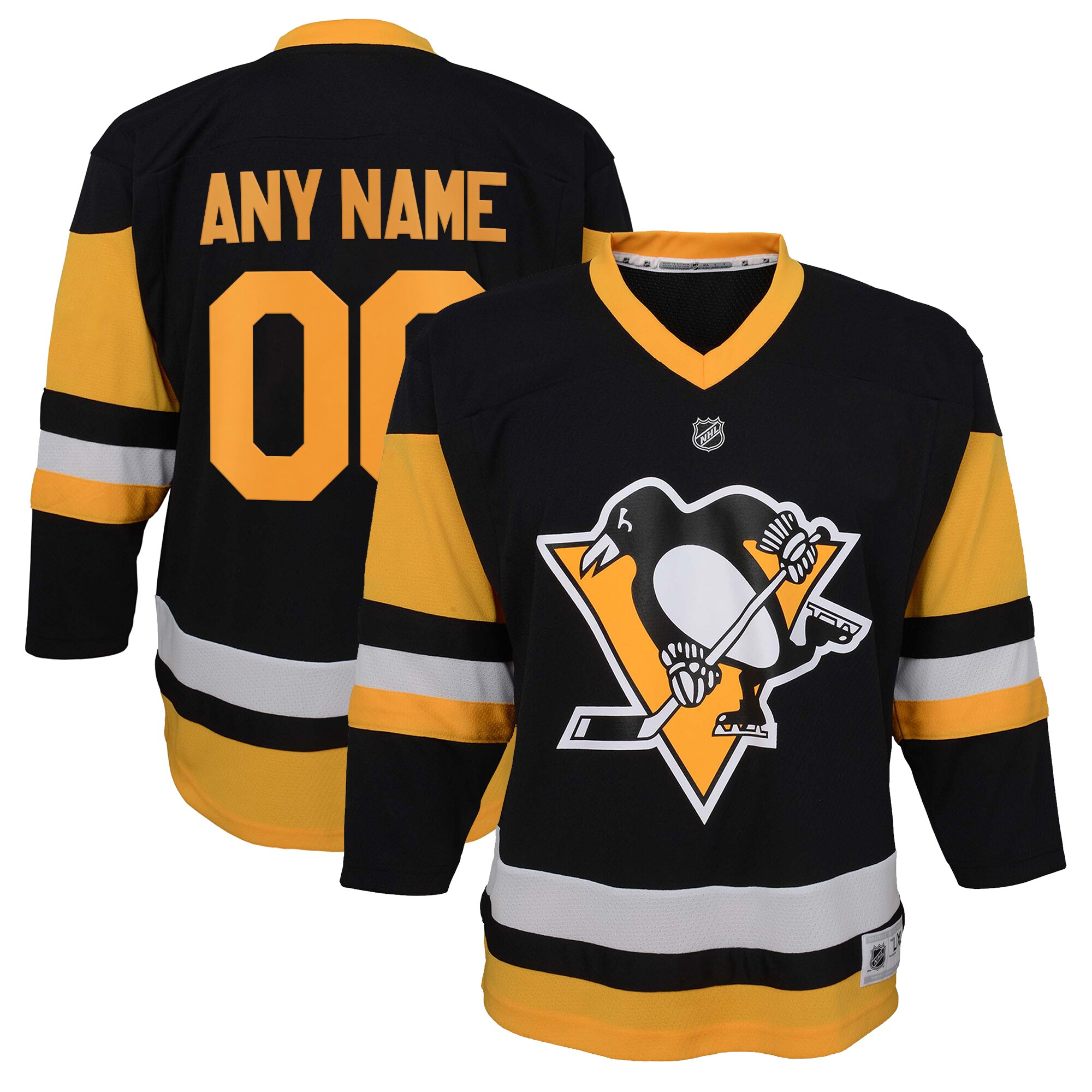 Youth Pittsburgh Penguins Black Home Custom Hockey Jersey - JS194 