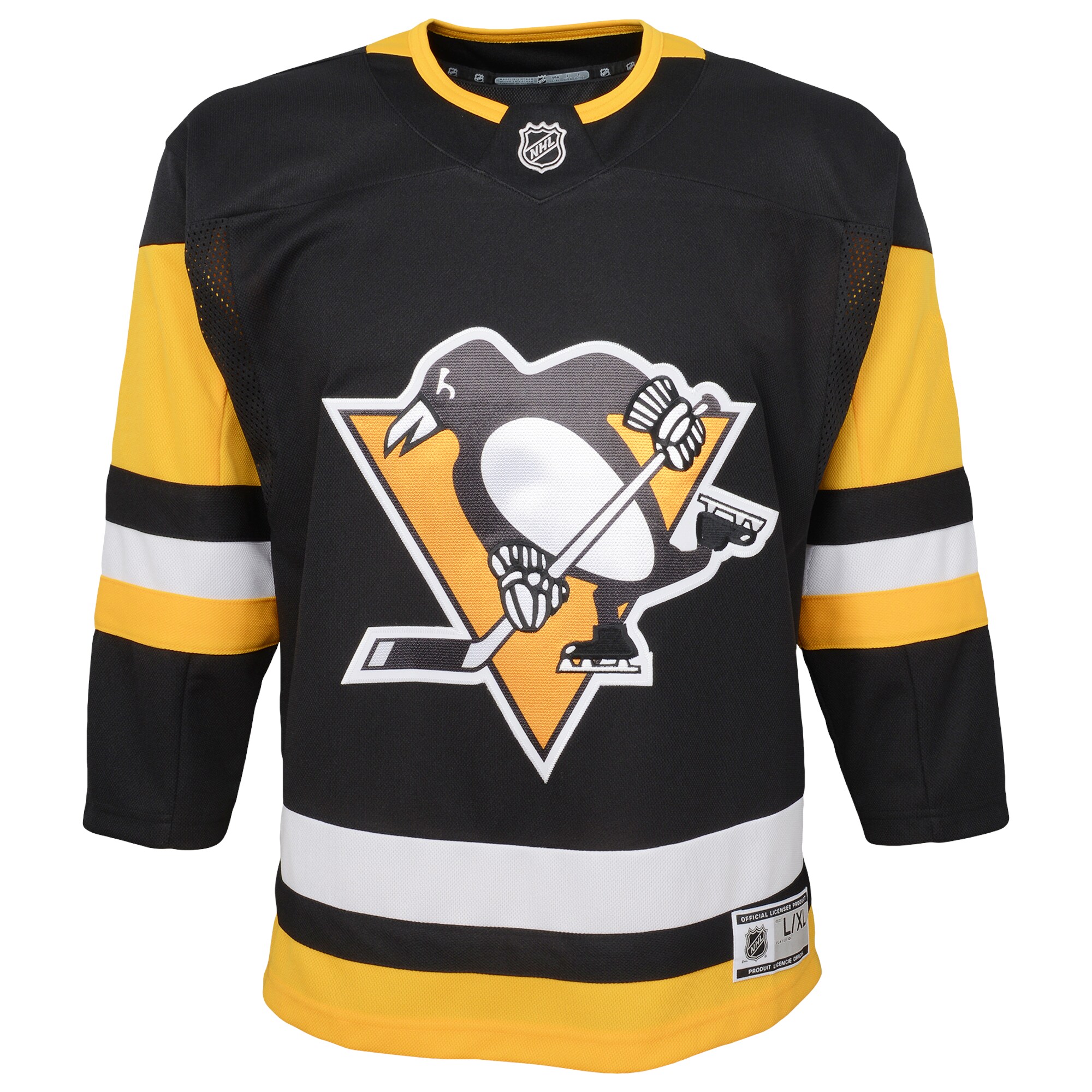 Alternative view of Youth Pittsburgh Penguins Black Home Premier Blank Hockey Jersey - JS914 