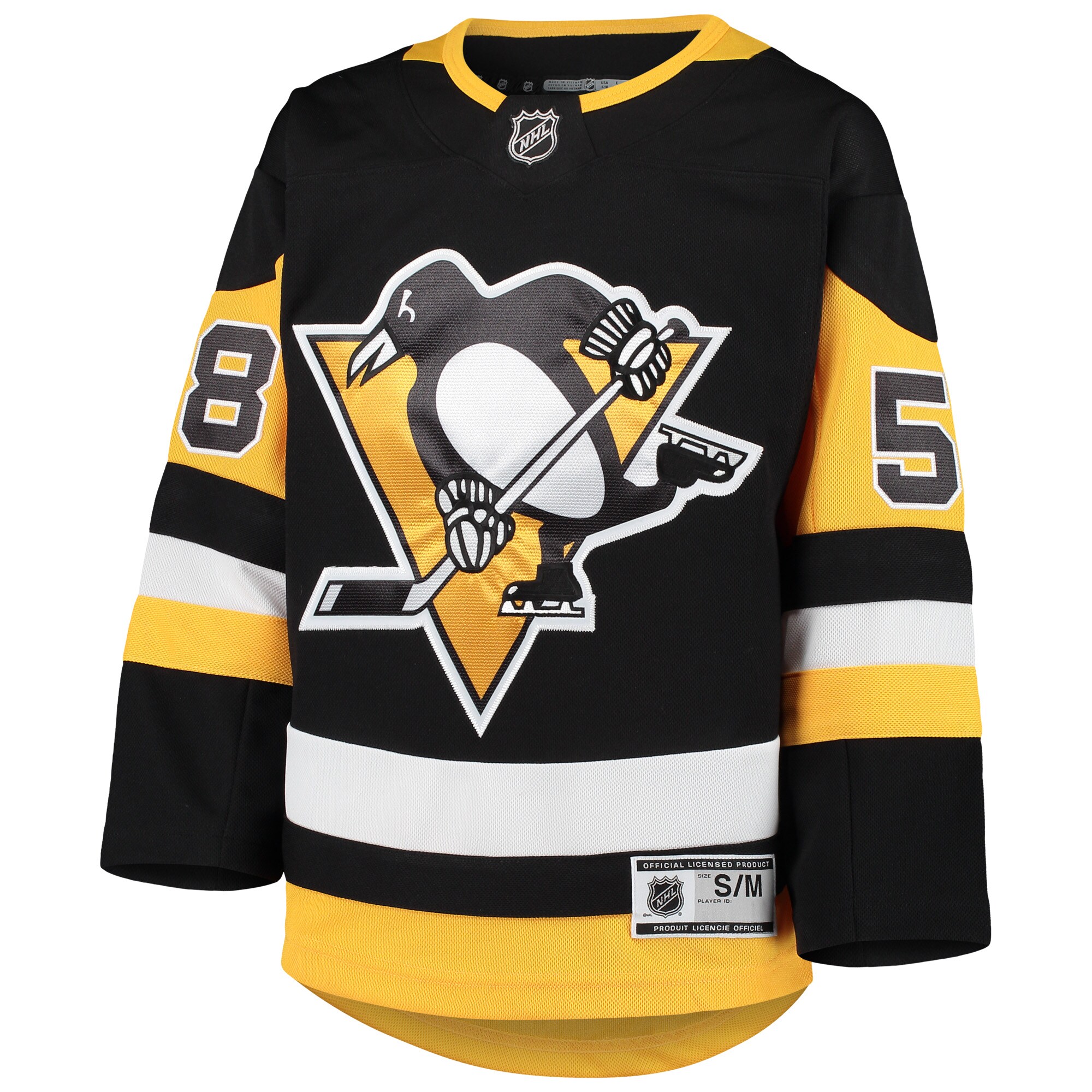 Alternative view of Youth Pittsburgh Penguins Kris Letang Black Premier Player Hockey Jersey - JS951 
