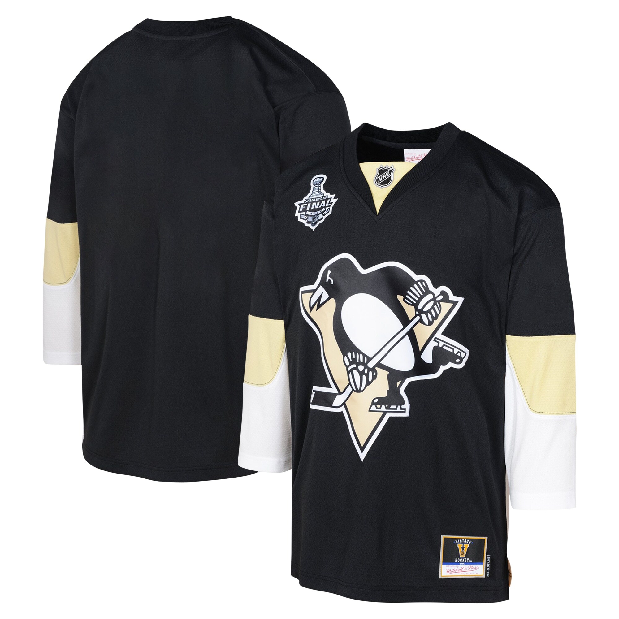 Youth Pittsburgh Penguins Mitchell & Ness Black 2008 Blue Line Blank Hockey Jersey - JS545 