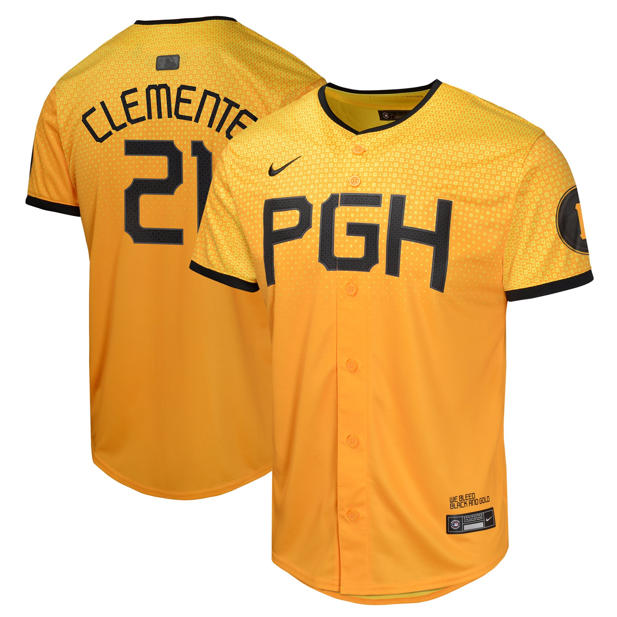 Youth Pittsburgh Pirates Roberto Clemente Gold City Connect Limited Player Baseball Jersey 