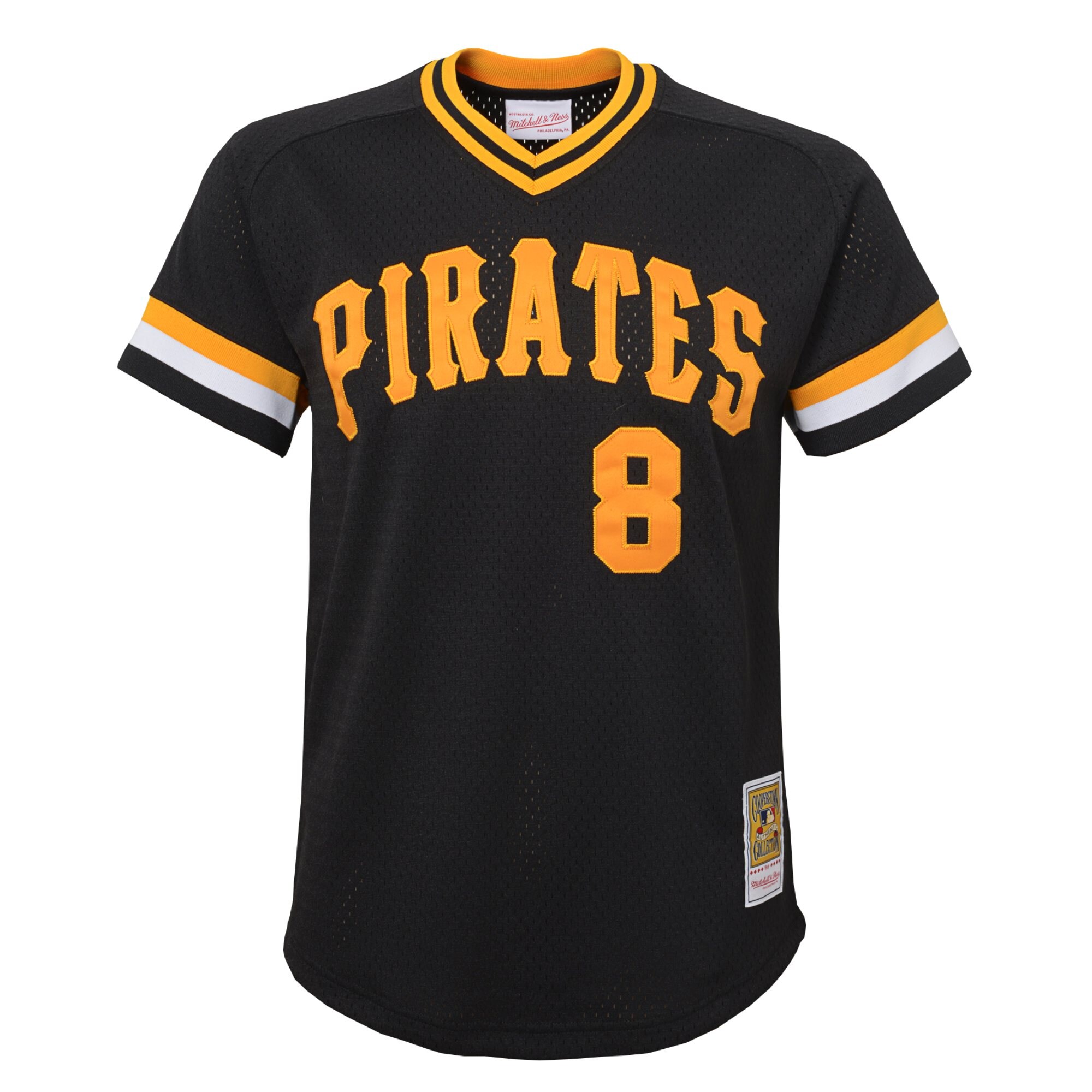 Alternative view of Youth Pittsburgh Pirates Willie Stargell Mitchell & Ness Black Cooperstown Collection Mesh Batting Practice Baseball Jersey 