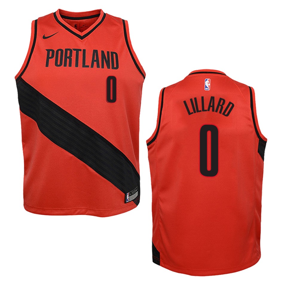 Youth Portland Trail Blazers #0 Damian Lillard Statement Swingman Basketball Jersey - Red