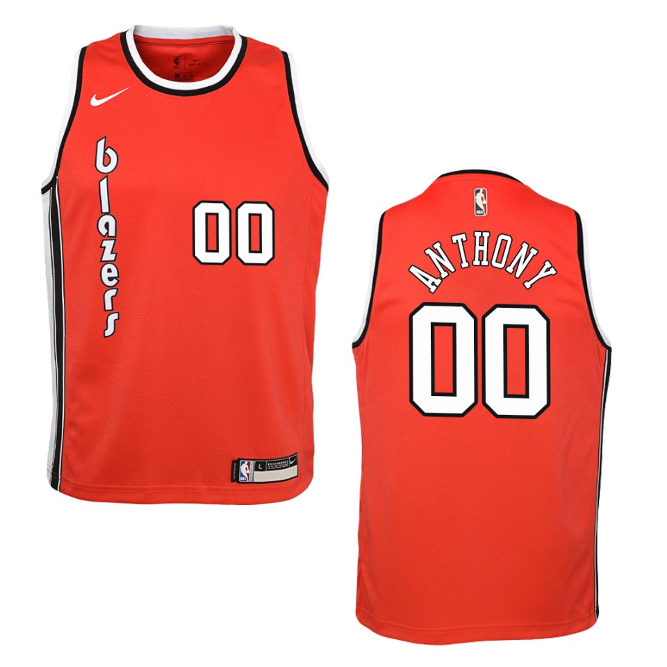 Youth Portland Trail Blazers #00 Carmelo Anthony Hardwood Classics Swingman Basketball Jersey - Red