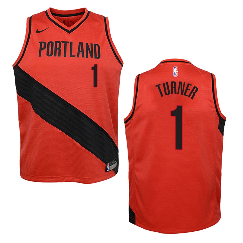 Youth Portland Trail Blazers #1 Evan Turner Statement Swingman Basketball Jersey - Red