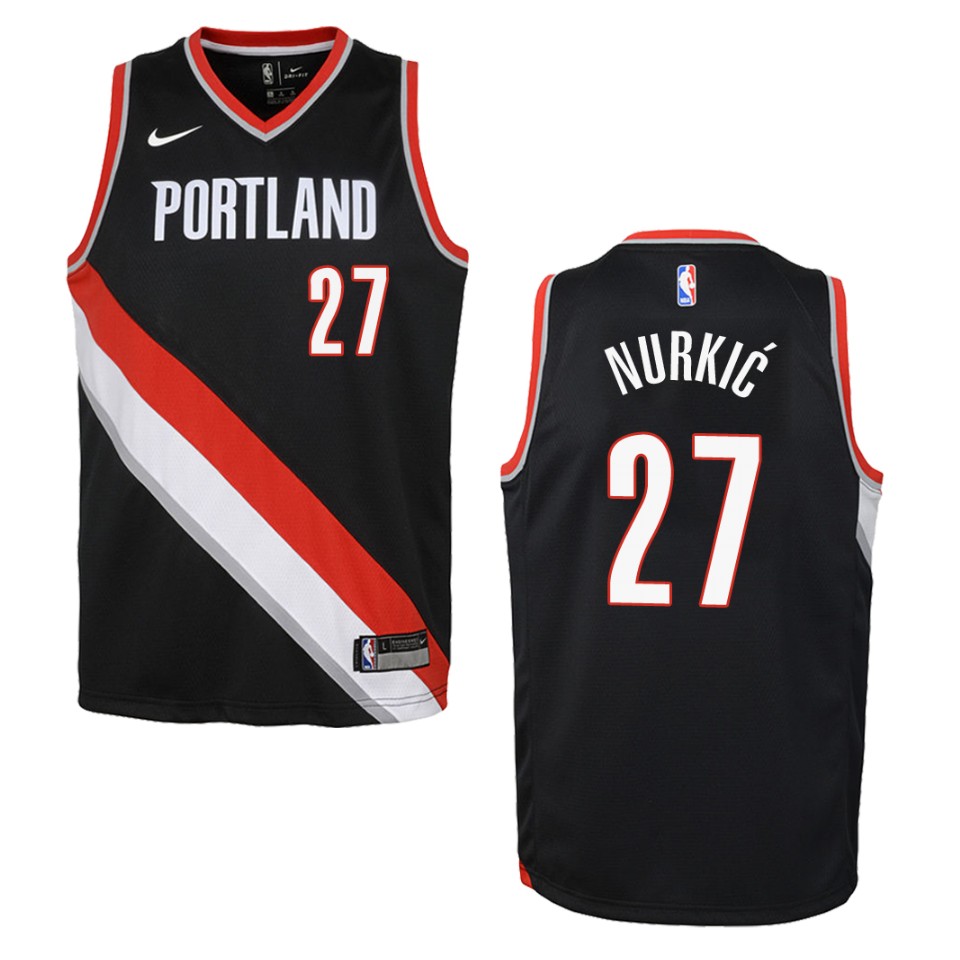 Youth Portland Trail Blazers #27 Jusuf Nurkic Icon Swingman Basketball Jersey - Black