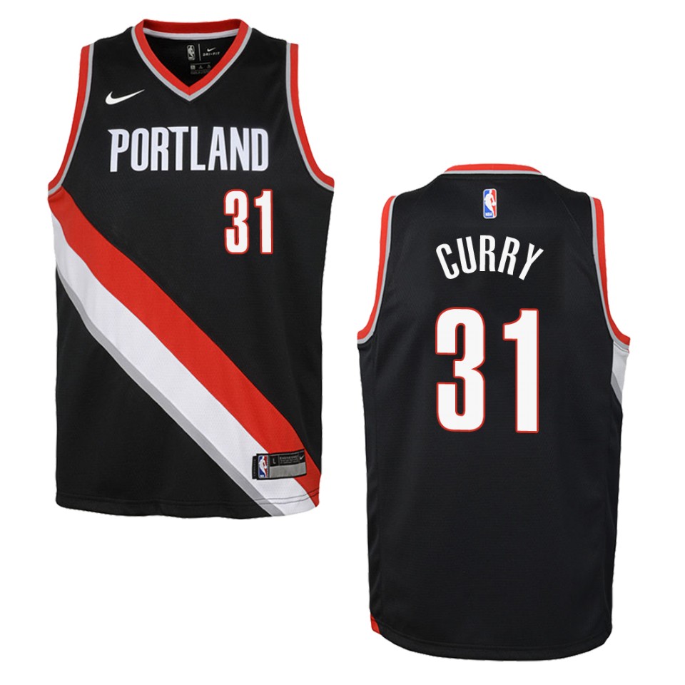 Youth Portland Trail Blazers #31 Seth Curry Icon Swingman Basketball Jersey - Black