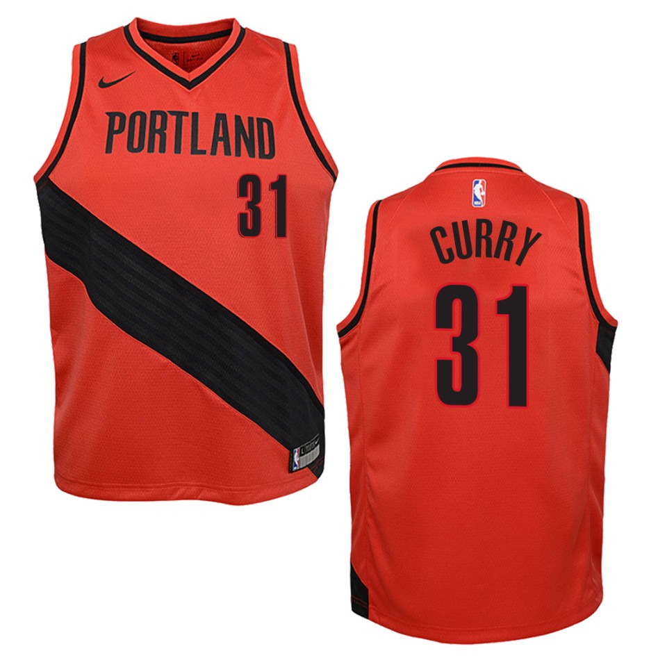 Youth Portland Trail Blazers #31 Seth Curry Statement Swingman Basketball Jersey - Red