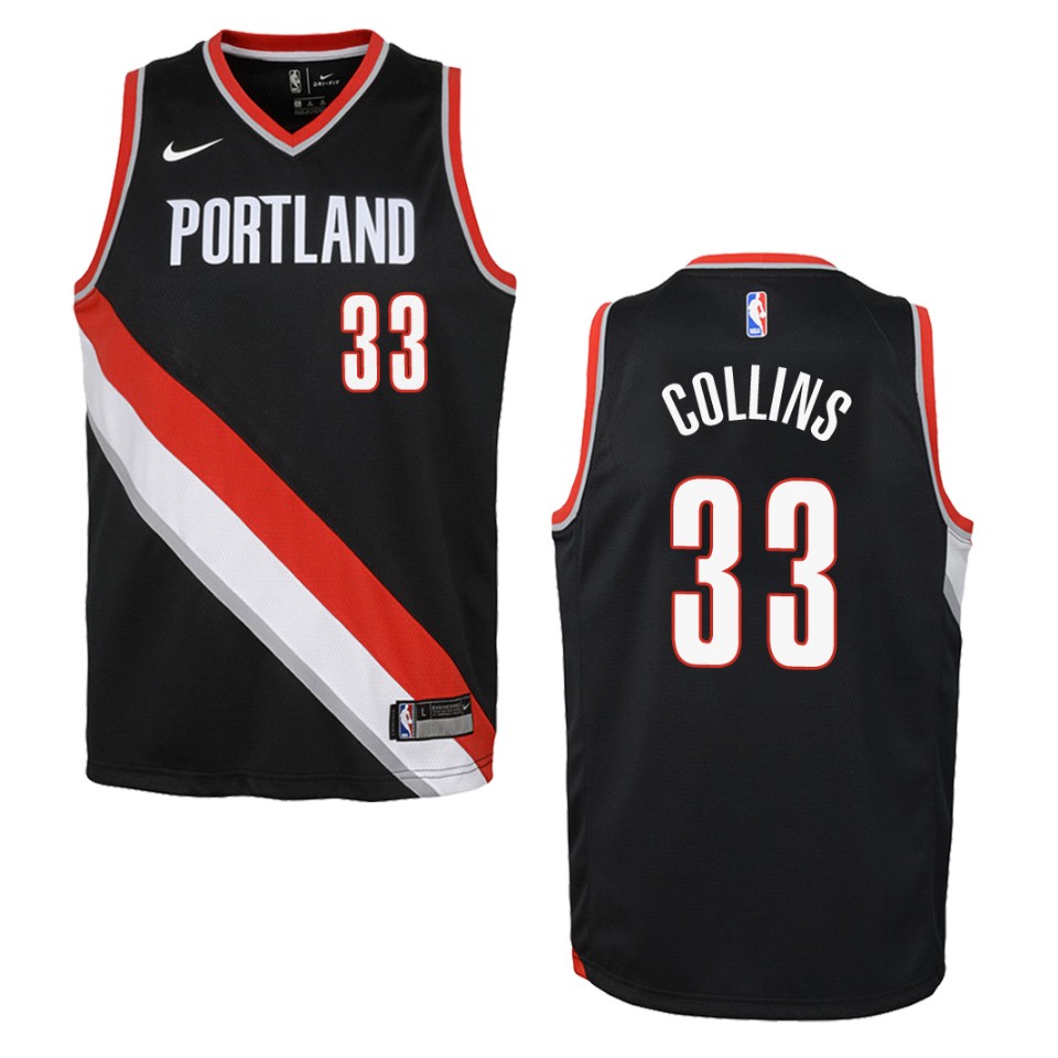 Youth Portland Trail Blazers #33 Zach Collins Icon Swingman Basketball Jersey - Black