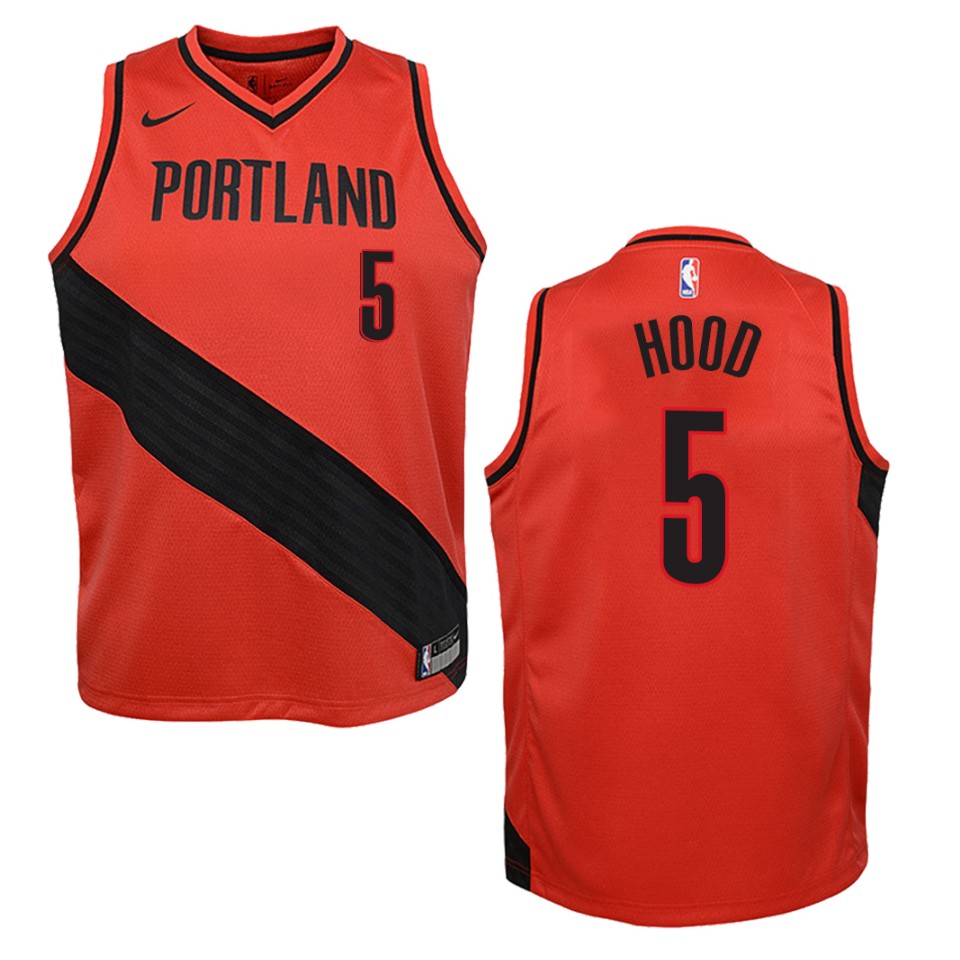 Youth Portland Trail Blazers #5 Rodney Hood Statement Swingman Basketball Jersey - Red