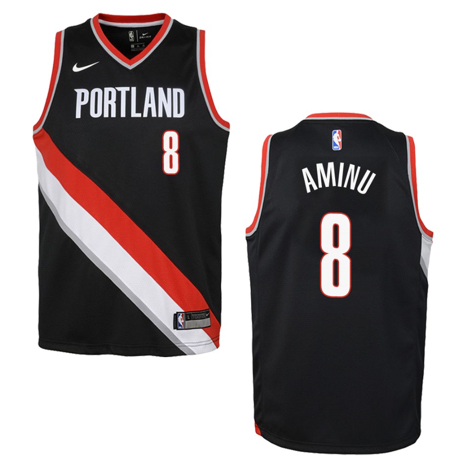 Youth Portland Trail Blazers #8 Al-farouq Aminu Icon Swingman Basketball Jersey - Black