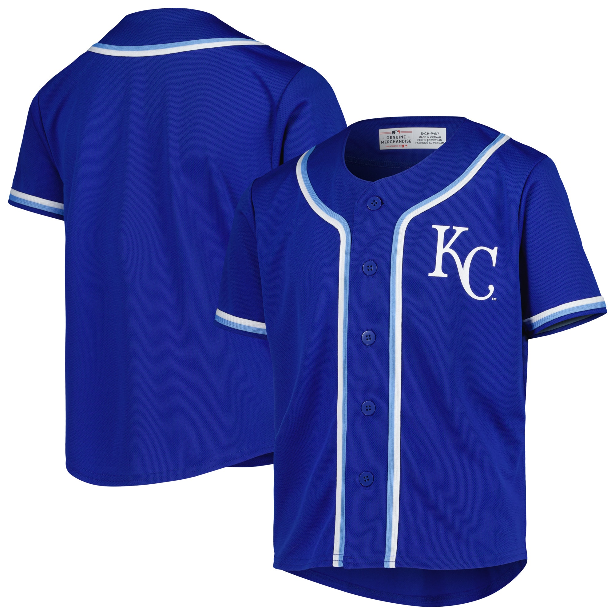 Youth Royal Kansas City Royals Full-button Replica Baseball Jersey