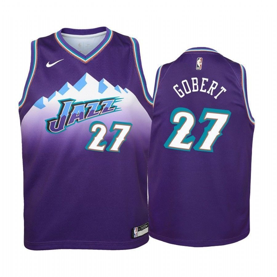 Youth Rudy Gobert Utah Jazz Hardwood Classics Basketball Jersey - Purple - JS371 