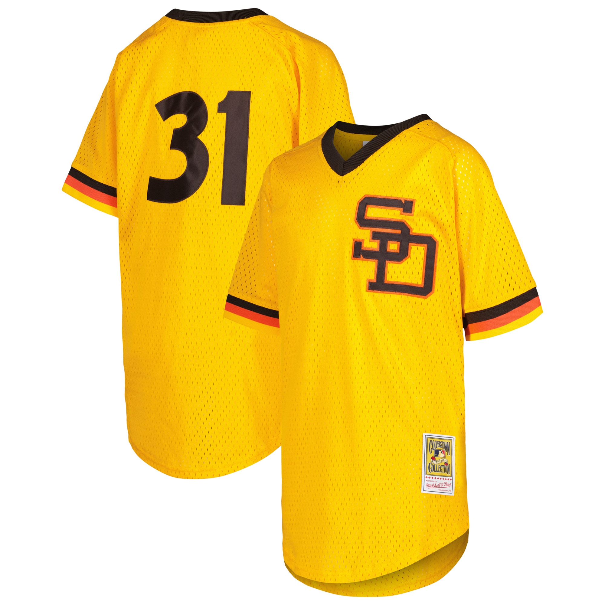 Youth San Diego Padres Dave Winfield Mitchell & Ness Gold Cooperstown Collection Mesh Batting Practice Baseball Jersey 
