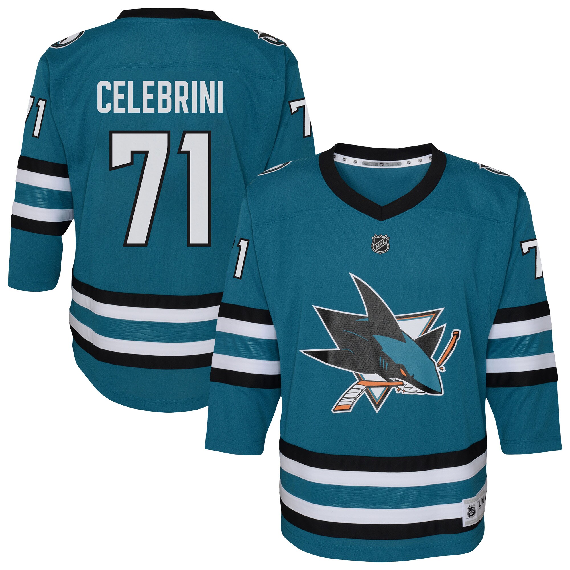 Youth San Jose Sharks Macklin Celebrini Teal Alternate Player Hockey Jersey - JS761 