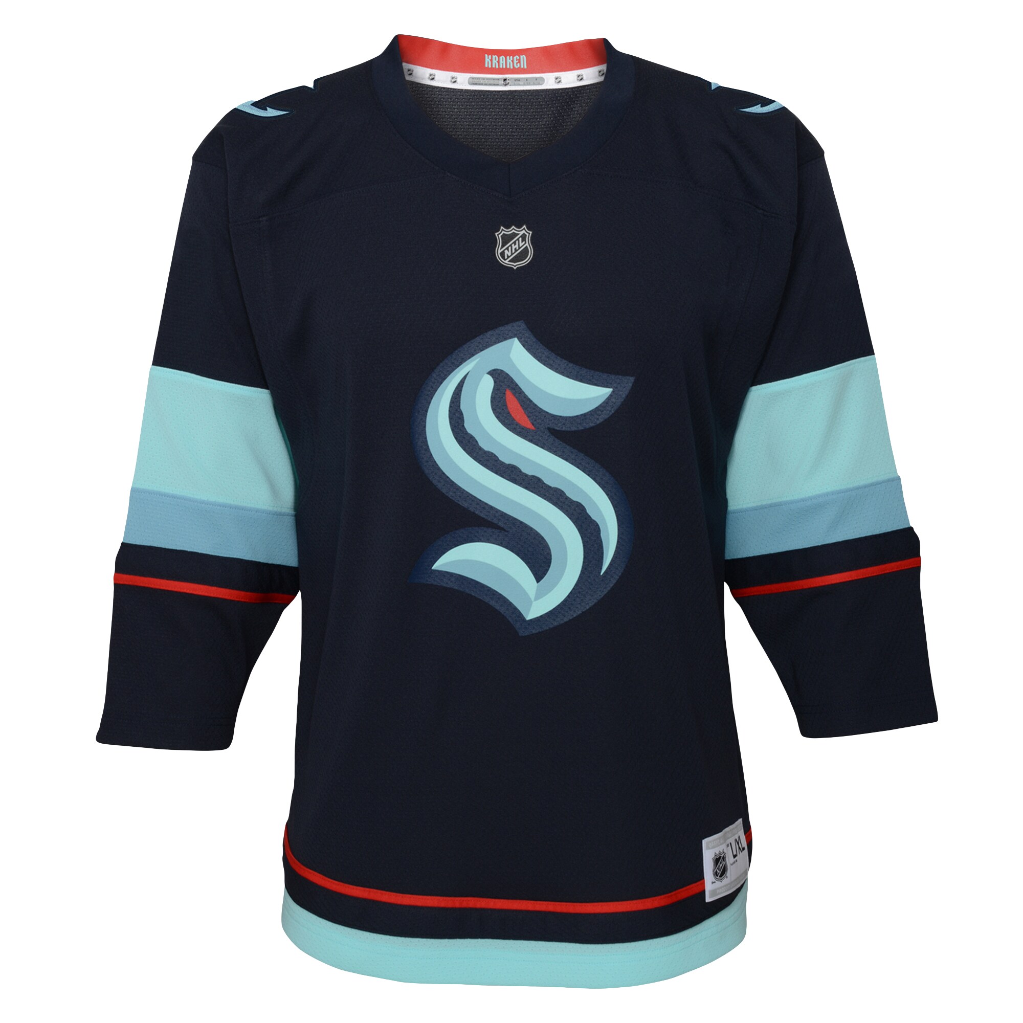 Alternative view of Youth Seattle Kraken Navy Home Custom Jersey - JS782 