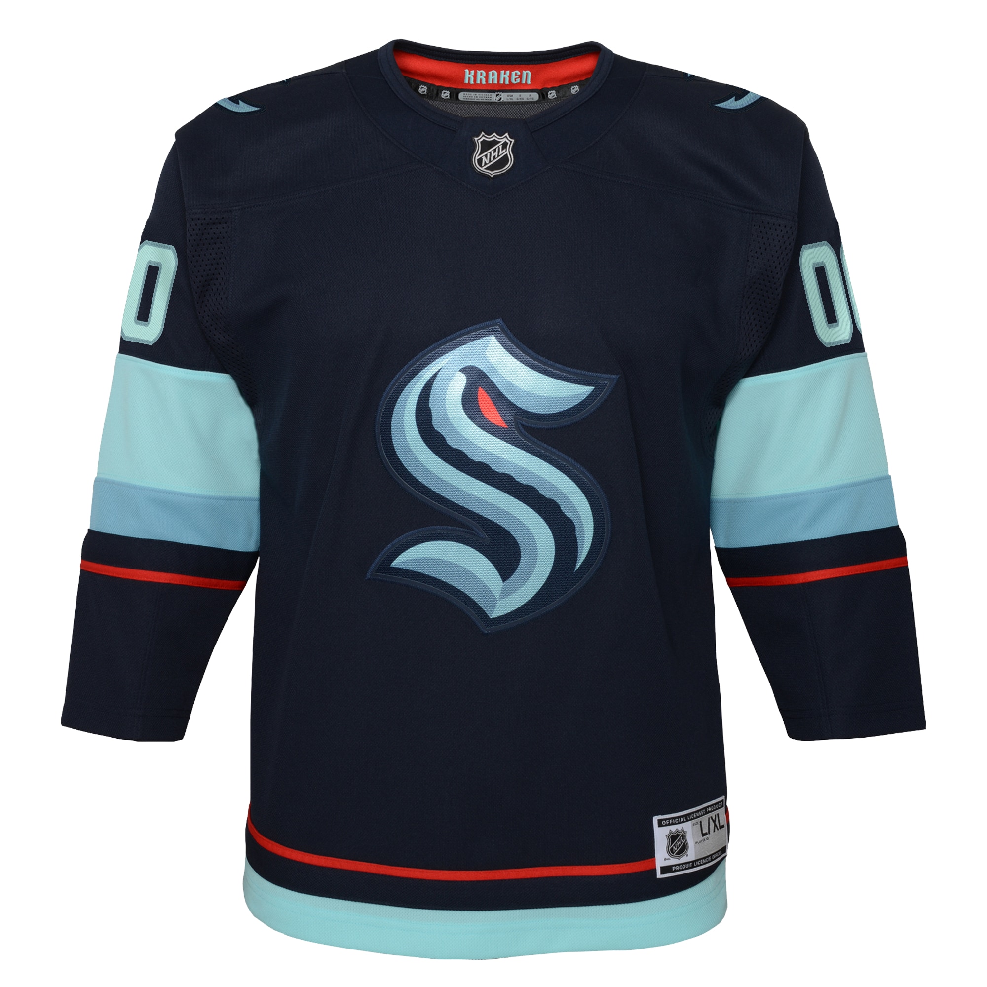 Alternative view of Youth Seattle Kraken Navy Home Premier Custom Jersey - JS328 