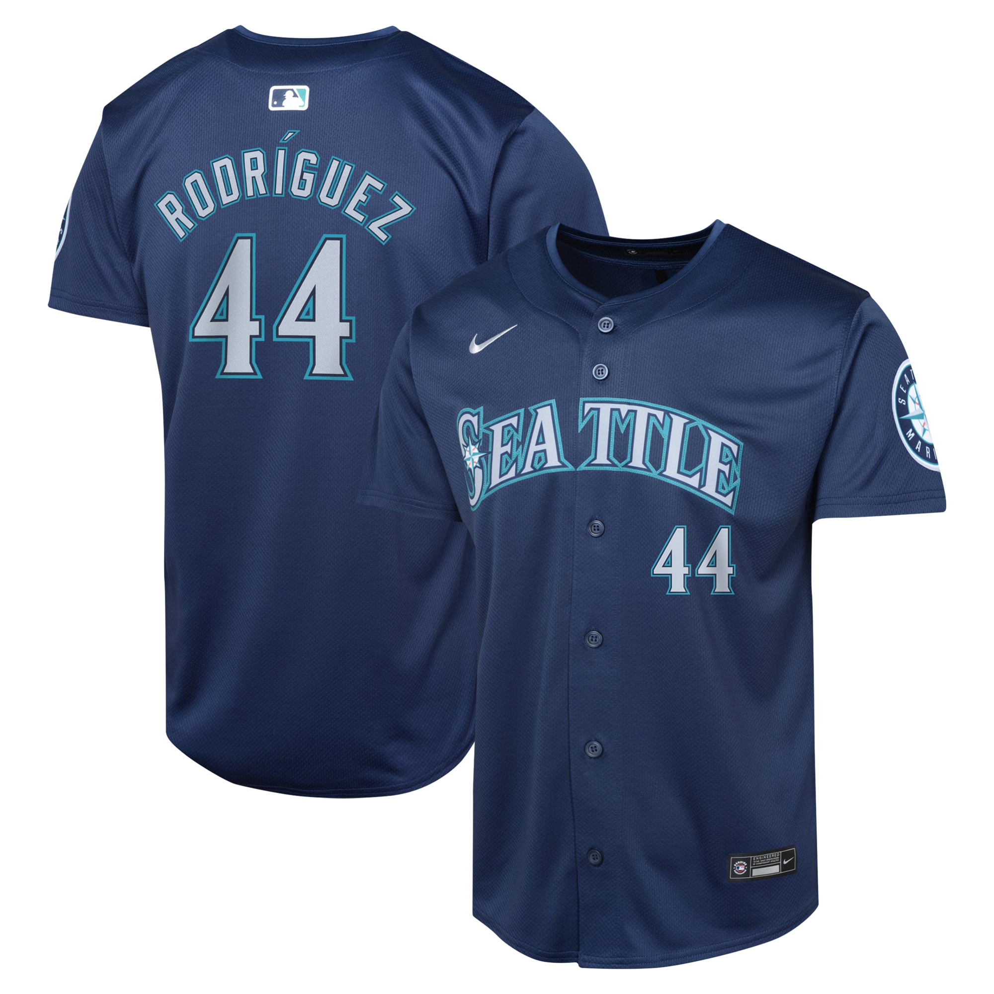 Youth Seattle Mariners Julio Rodríguez Navy Road Limited Player Baseball Jersey 