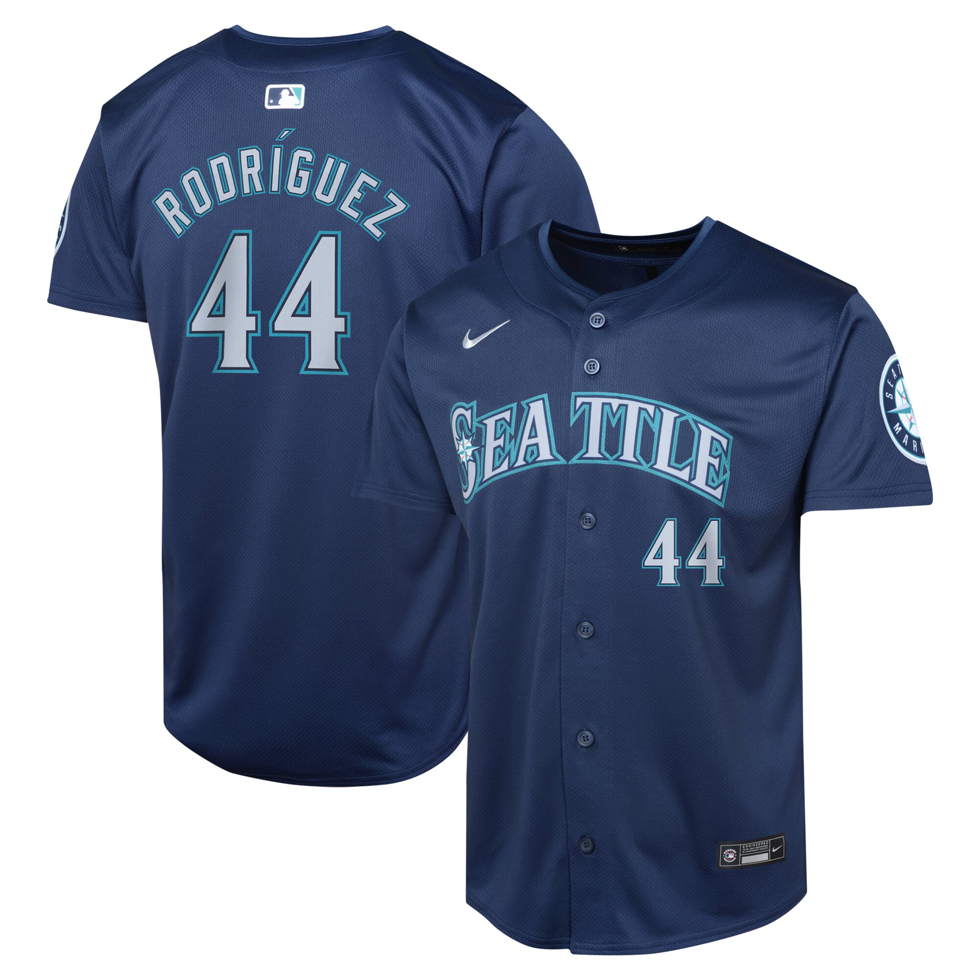 Youth Seattle Mariners Julio Rodríguez Navy Road Limited Player Baseball Jersey 