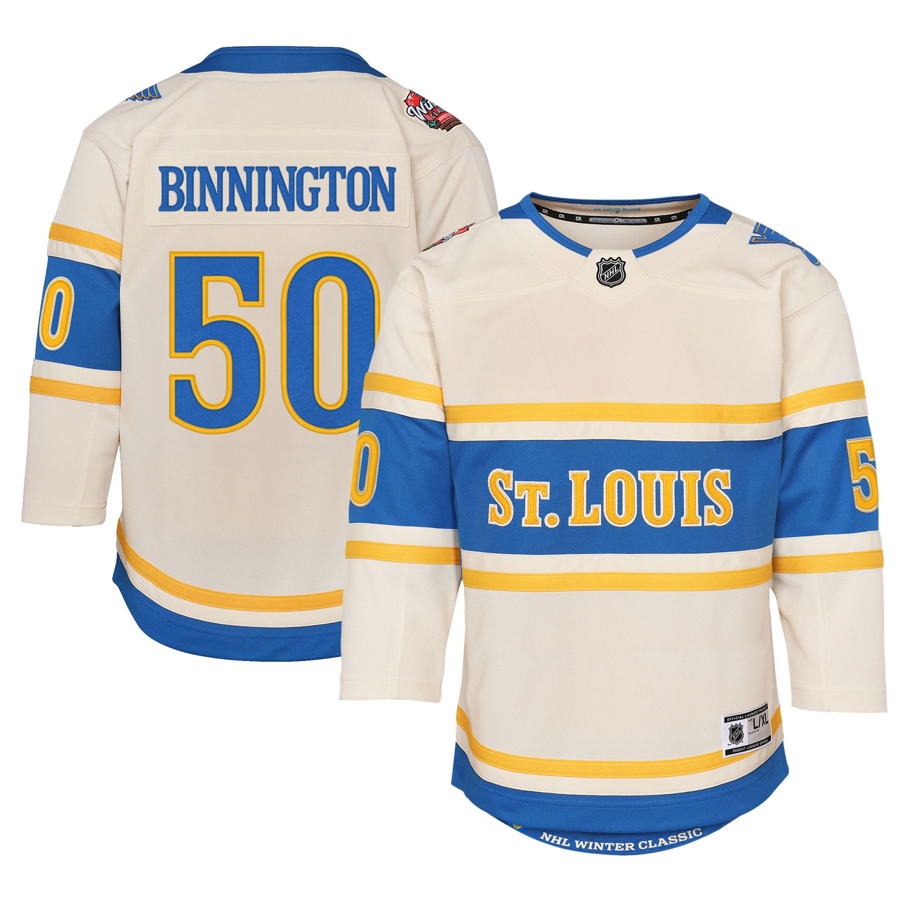 Youth St. Louis Blues Jordan Binnington Cream 2025 NHL Winter Classic Premier Player Hockey Jersey - JS671 