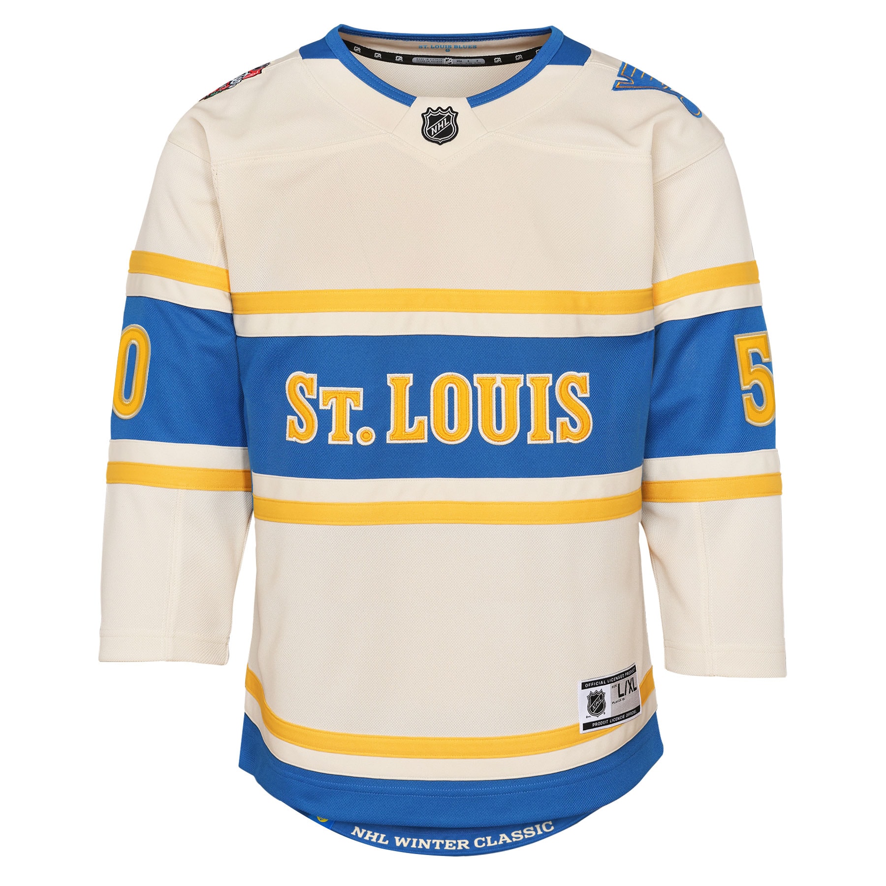 Alternative view of Youth St. Louis Blues Jordan Binnington Cream 2025 NHL Winter Classic Premier Player Hockey Jersey - JS671 