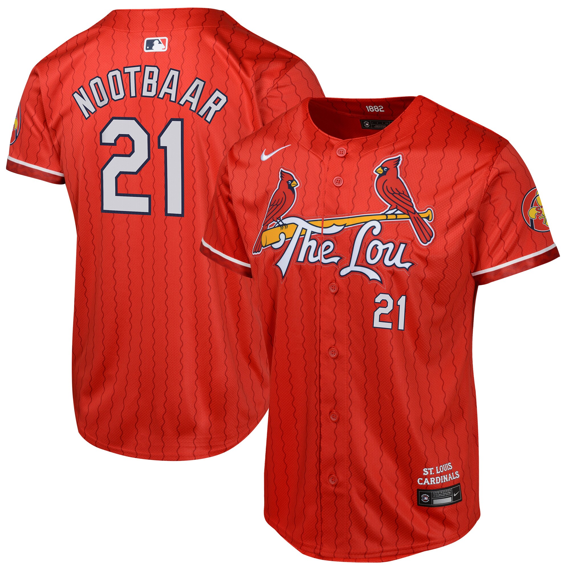 Youth St. Louis Cardinals Lars Nootbaar Red 2024 City Connect Limited Player Baseball Jersey 