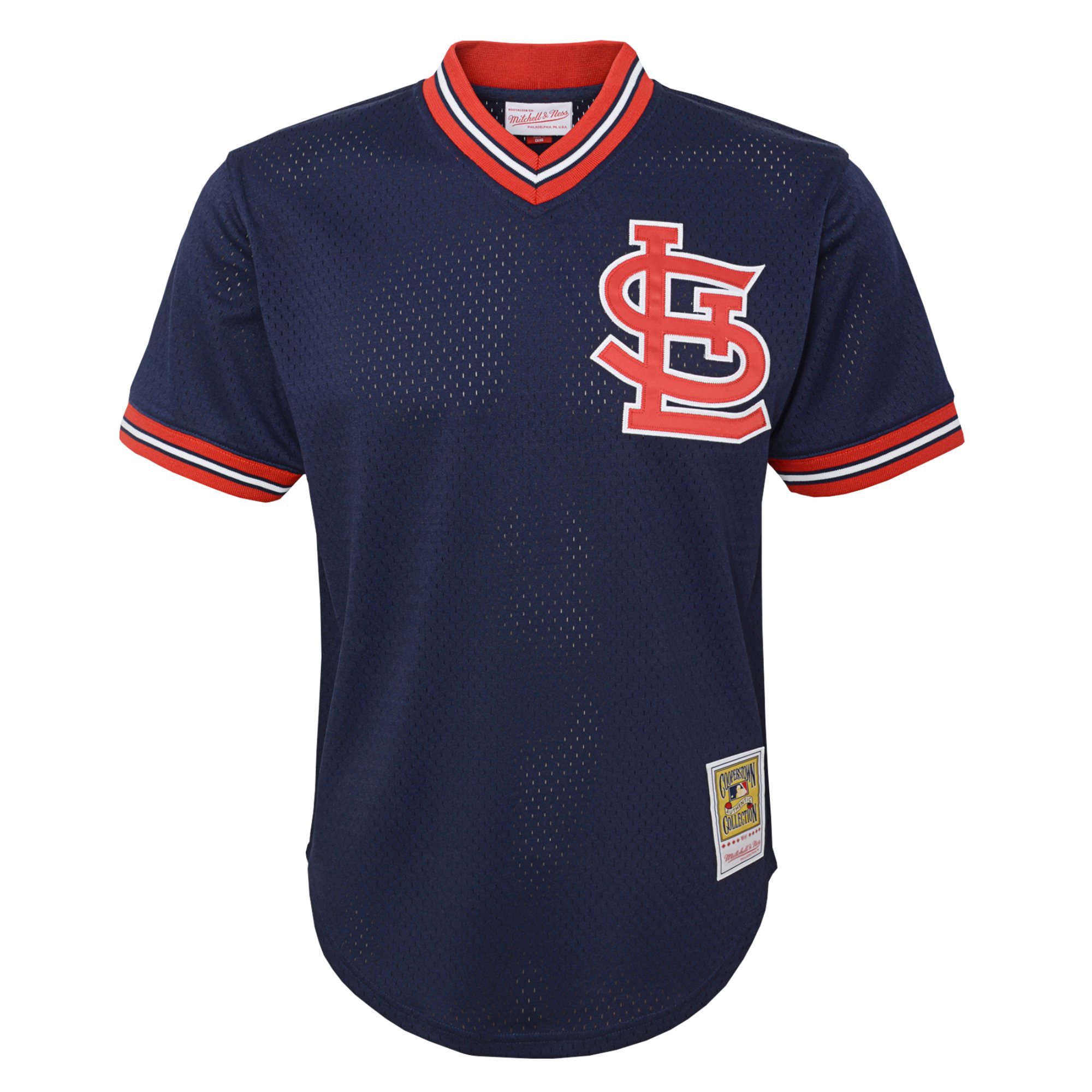 Alternative view of Youth St. Louis Cardinals Ozzie Smith Mitchell & Ness Navy Cooperstown Collection Mesh Batting Practice Baseball Jersey 