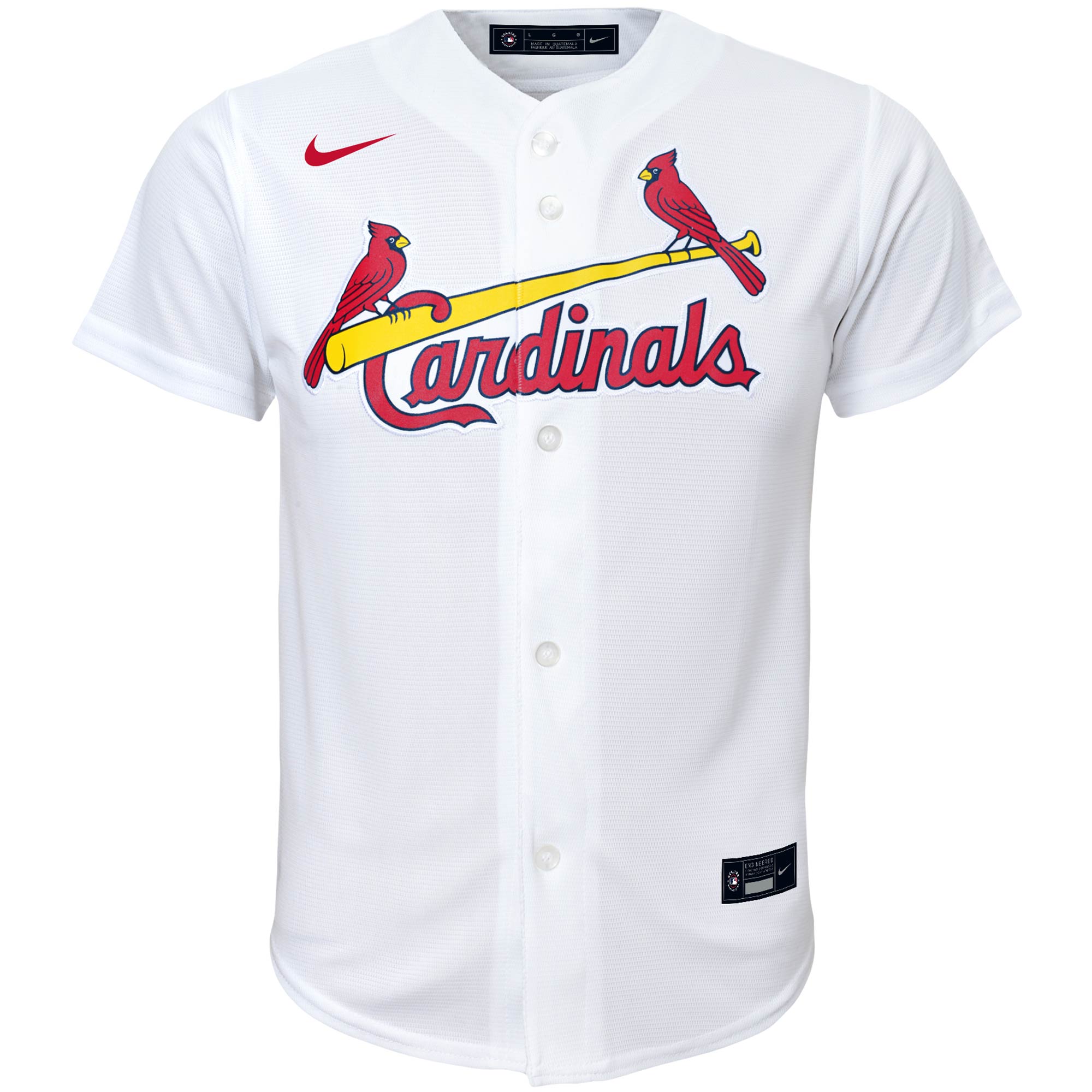 Alternative view of Youth St. Louis Cardinals White Home Team Baseball Jersey 