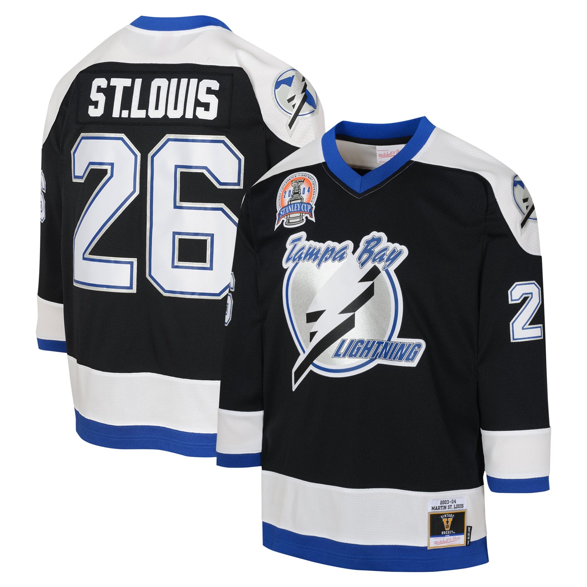 Youth Tampa Bay Lightning Martin St. Louis Mitchell & Ness Black 2003 Blue Line Player Hockey Jersey - JS979 
