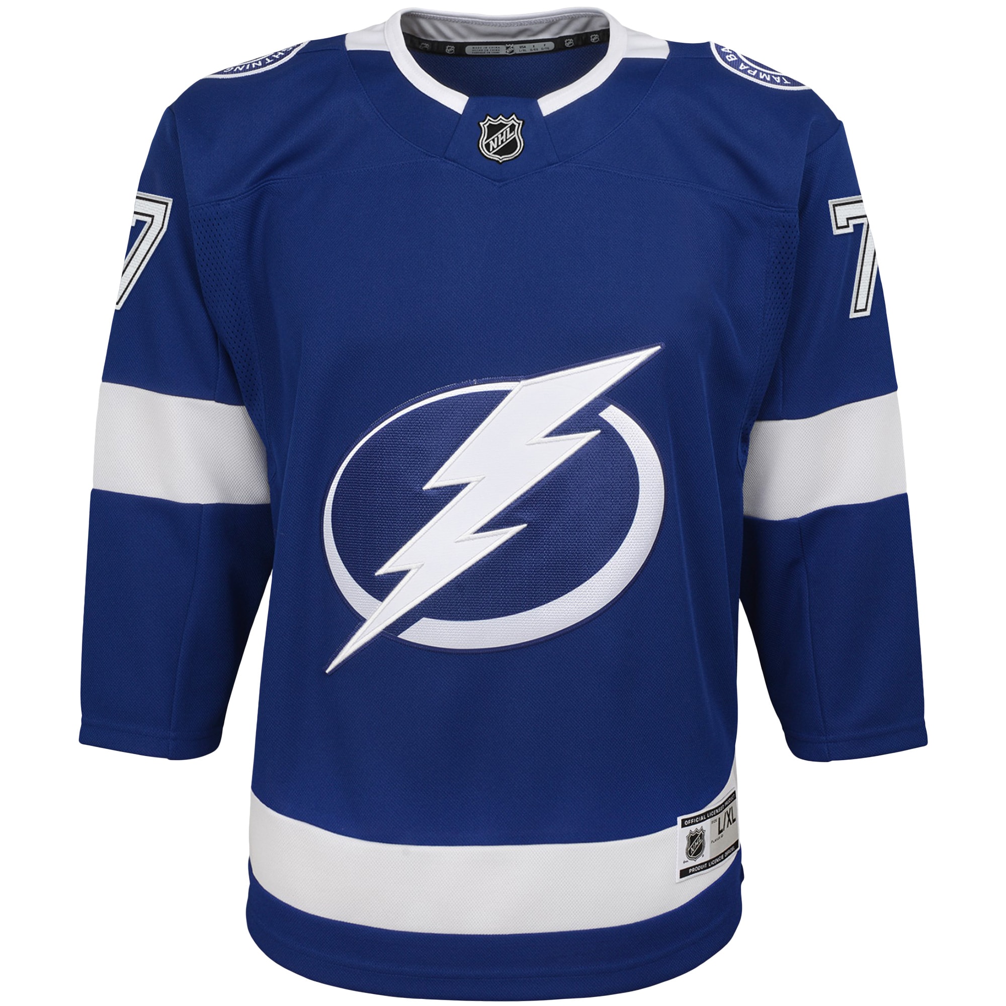 Alternative view of Youth Tampa Bay Lightning Victor Hedman Blue Home Premier Player Hockey Jersey - JS643 