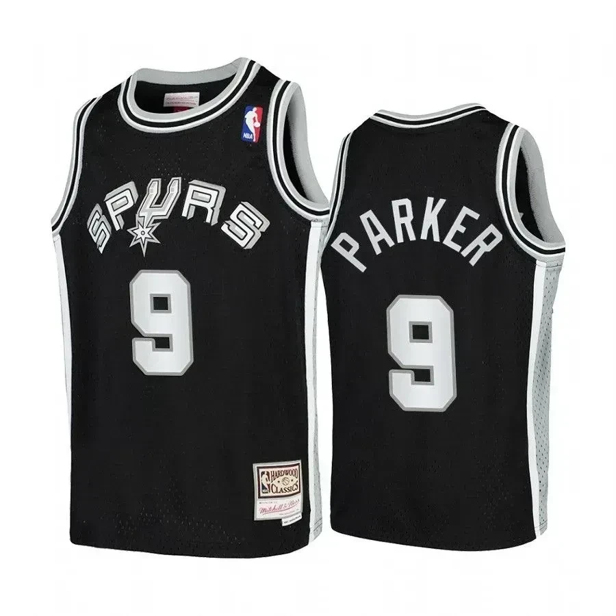 Youth Tony Parker San Antonio Spurs Hardwood Classics Basketball Jersey - Black - JS982 
